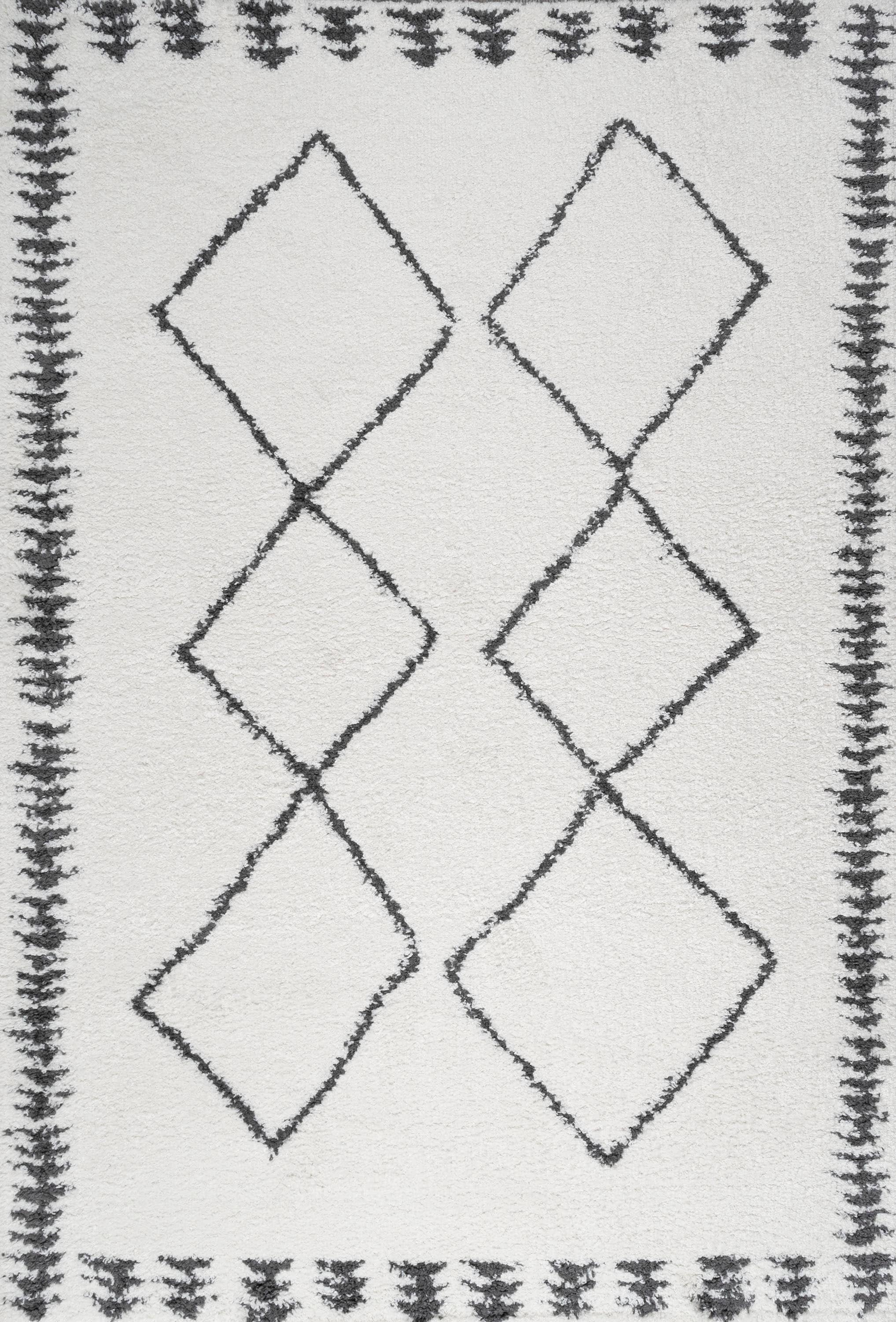 Calvia Reversible Black Diamond Shag Round Rug - 5ft