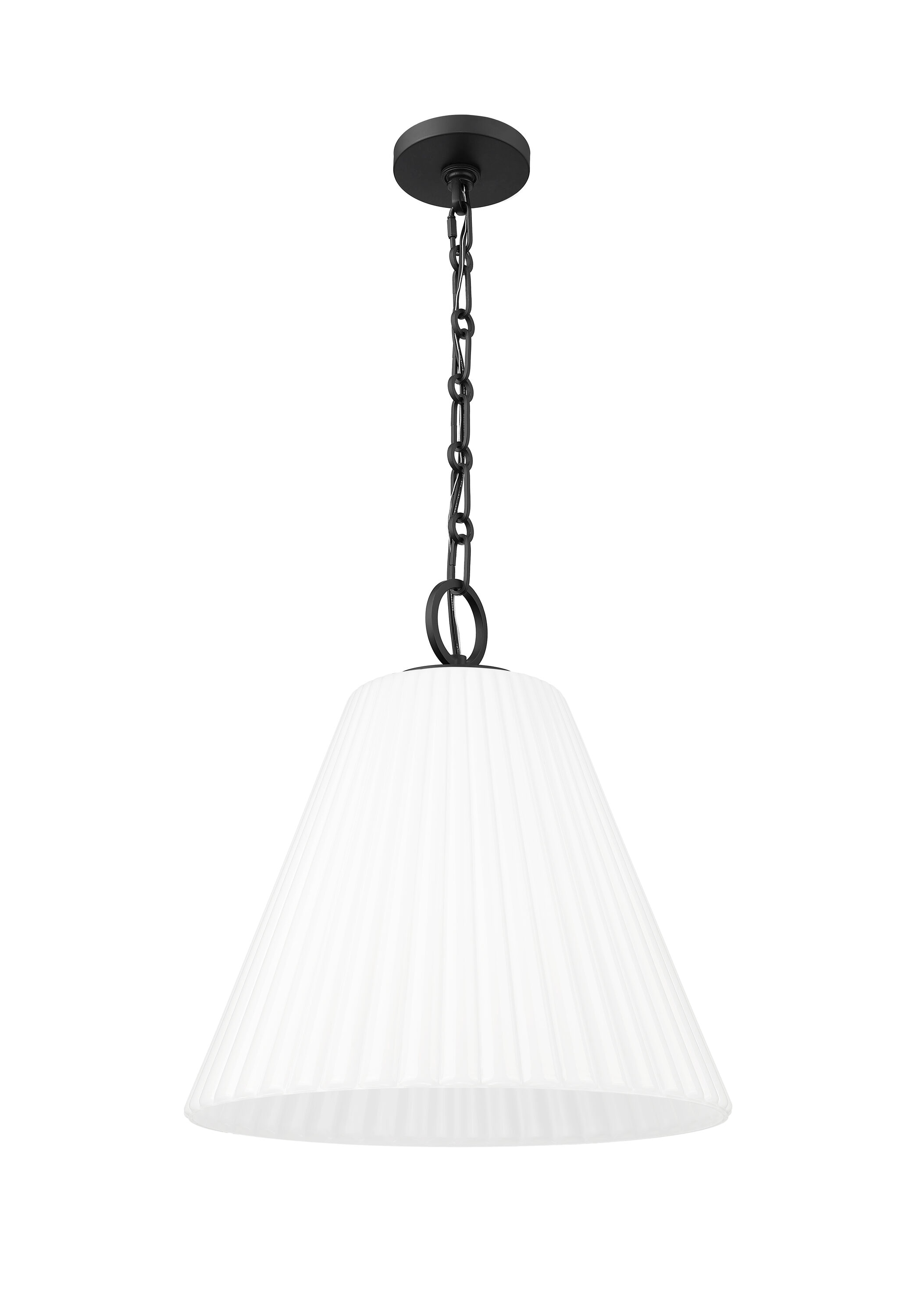Matte Black 18" Modern Glass Pendant Light