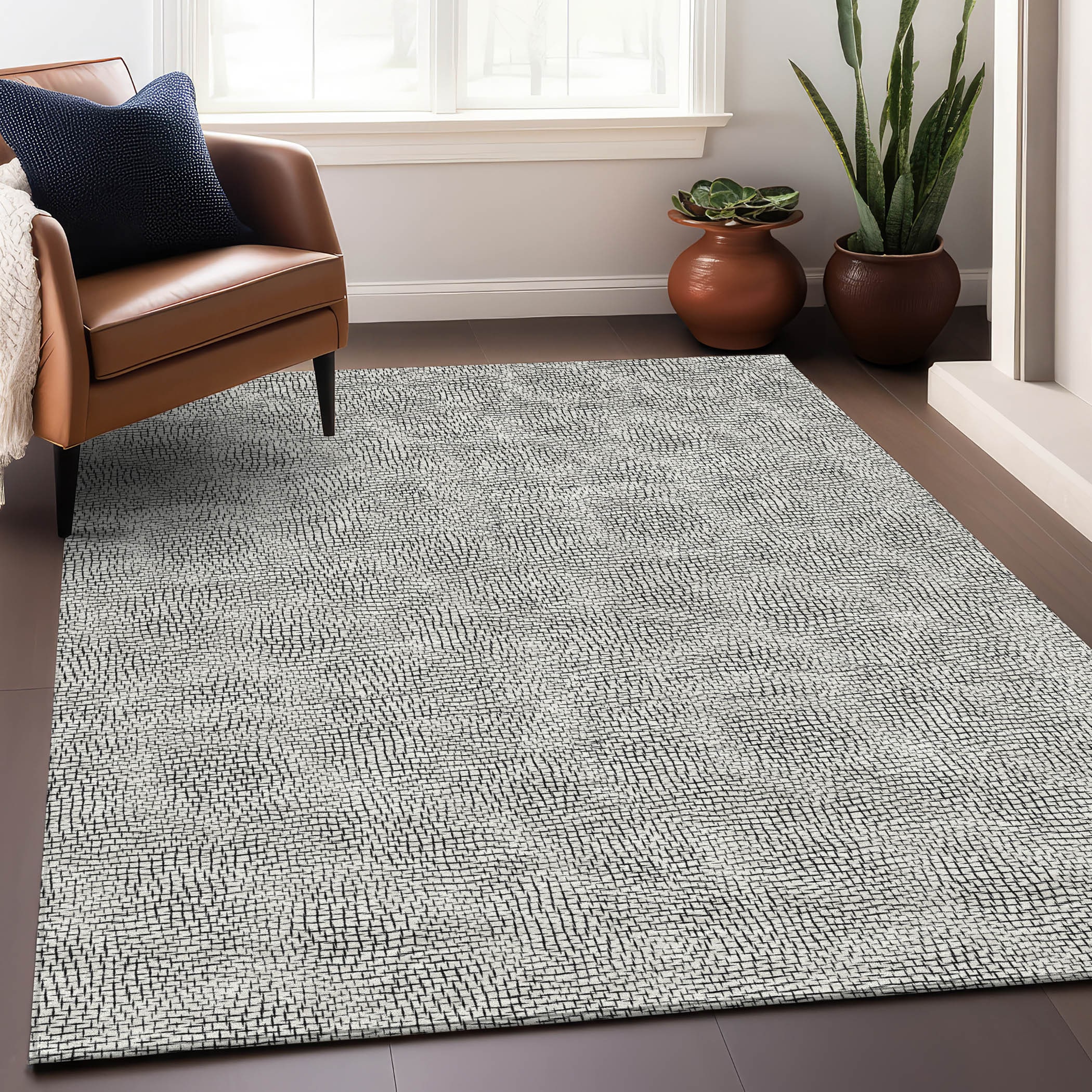 Addison Rugs ACN1058WI30X46 Chantille ACN1058WI 2 x 3 (ft) Polyester White Rectangular Indoor/Outdoor Geometric Machine washable Area rug