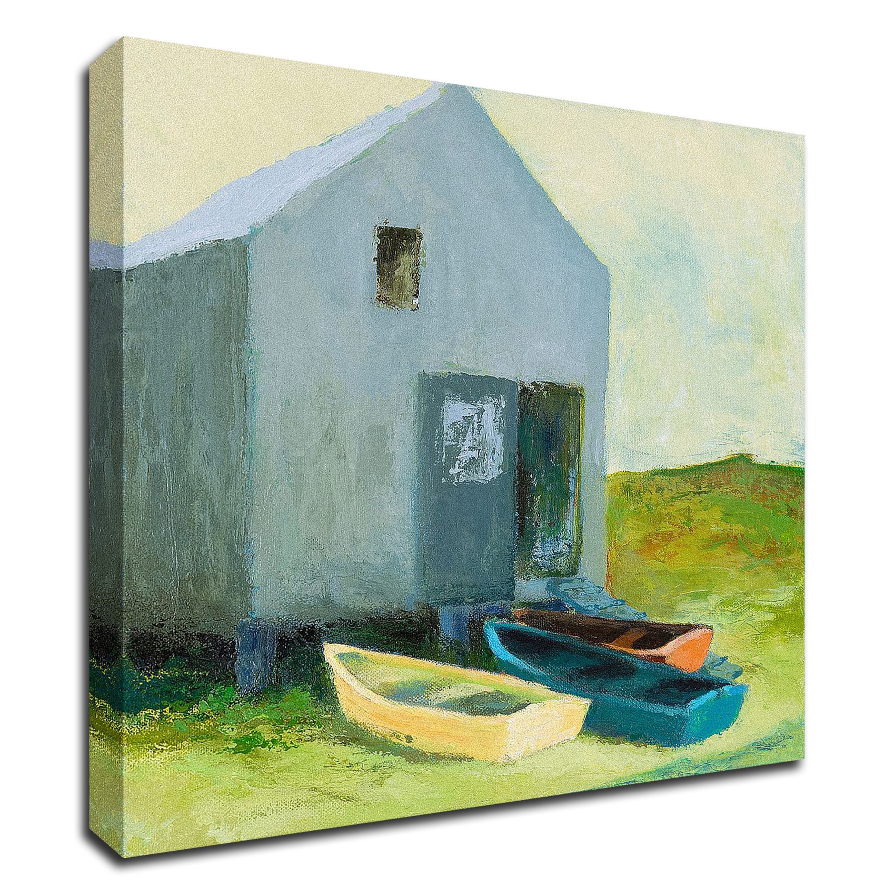 Tangletown Fine Art 8W795DC-2424 Boat House Martha Wakefield 24-in H x 24-in W Coastal Print on Canvas