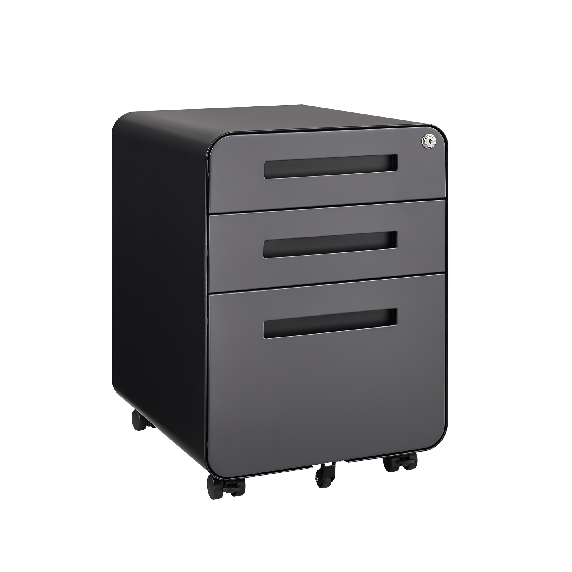 LOVMOR SF-Y-W1247P248841 Rounded 3 Drawer Mobile Filing Cabinet Simple Style Multifunctional Legal Letter A4 File Storage Cabinet with 5-wheel