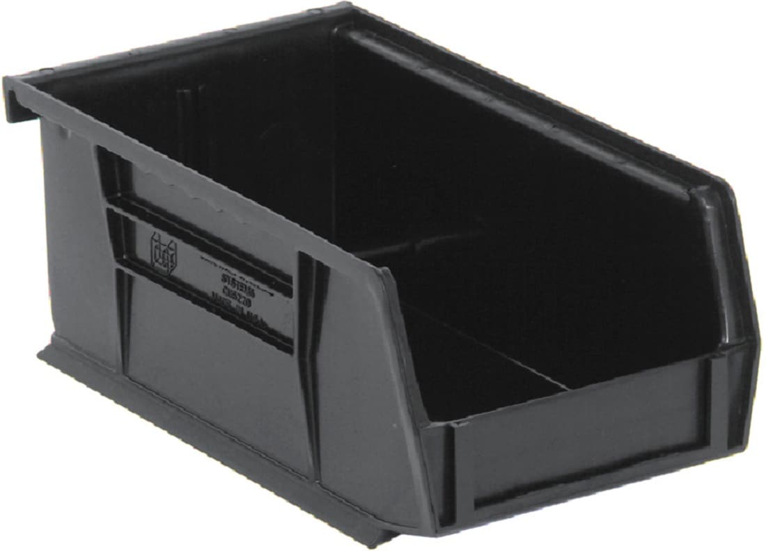 Quantum Storage Systems QUS220BK ULTRA ( 4.125-in W x 3-in H x 7.375-in D ) Black Polypropylene Stackable Bin