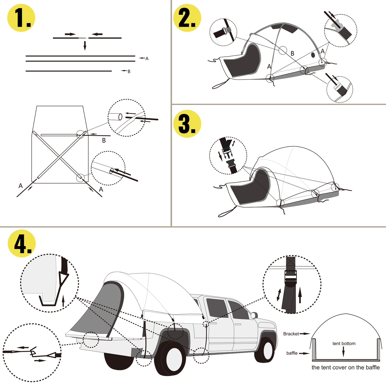 VEVOR SUV Camping Tent 8'-8' SUV Tent Attachment for Camping with Rain Layer and Carry Bag PU2000mm Double Layer Truck Tent Accommodate 6-8 Person