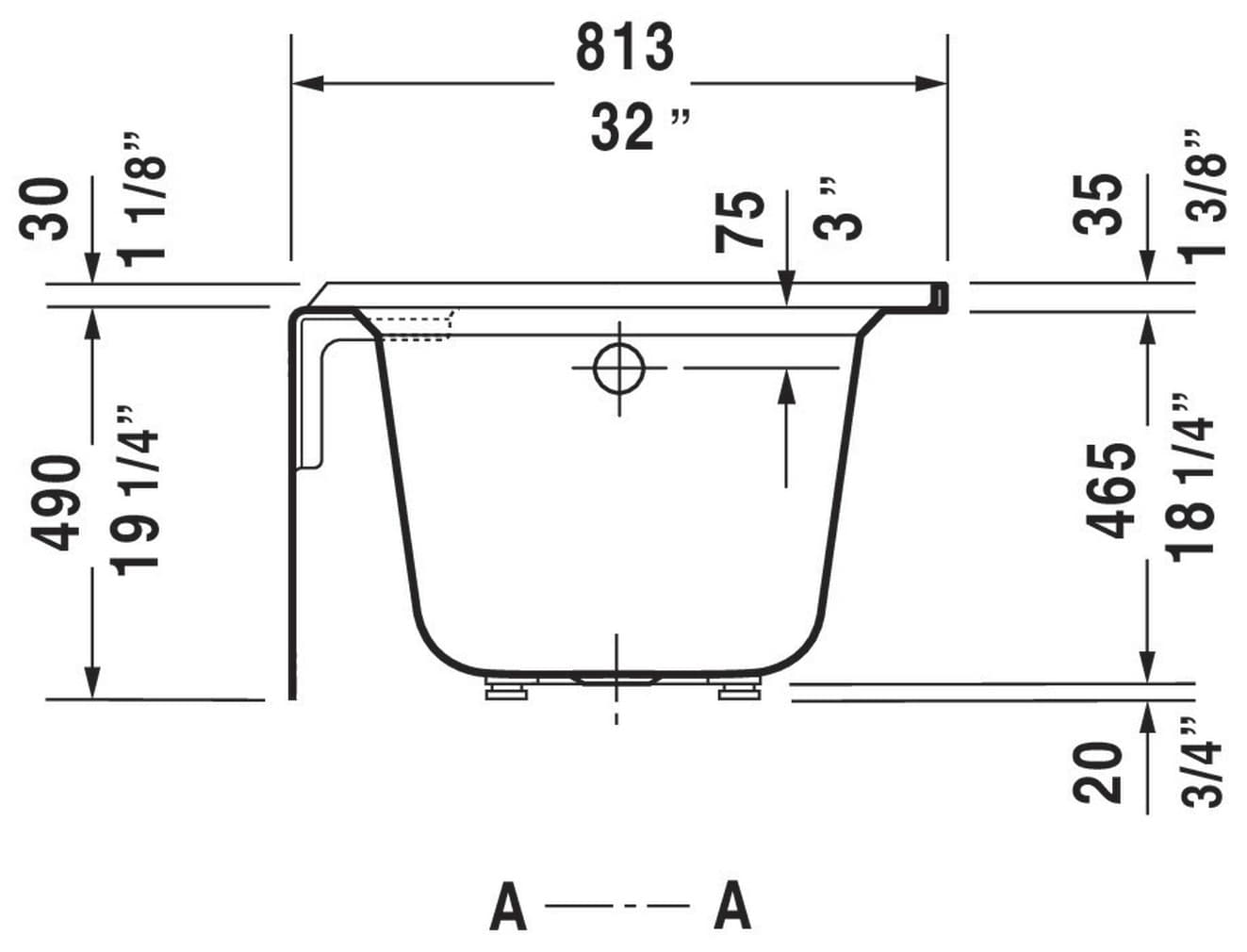 Duravit 66" White Acrylic Alcove Soaking Bathtub