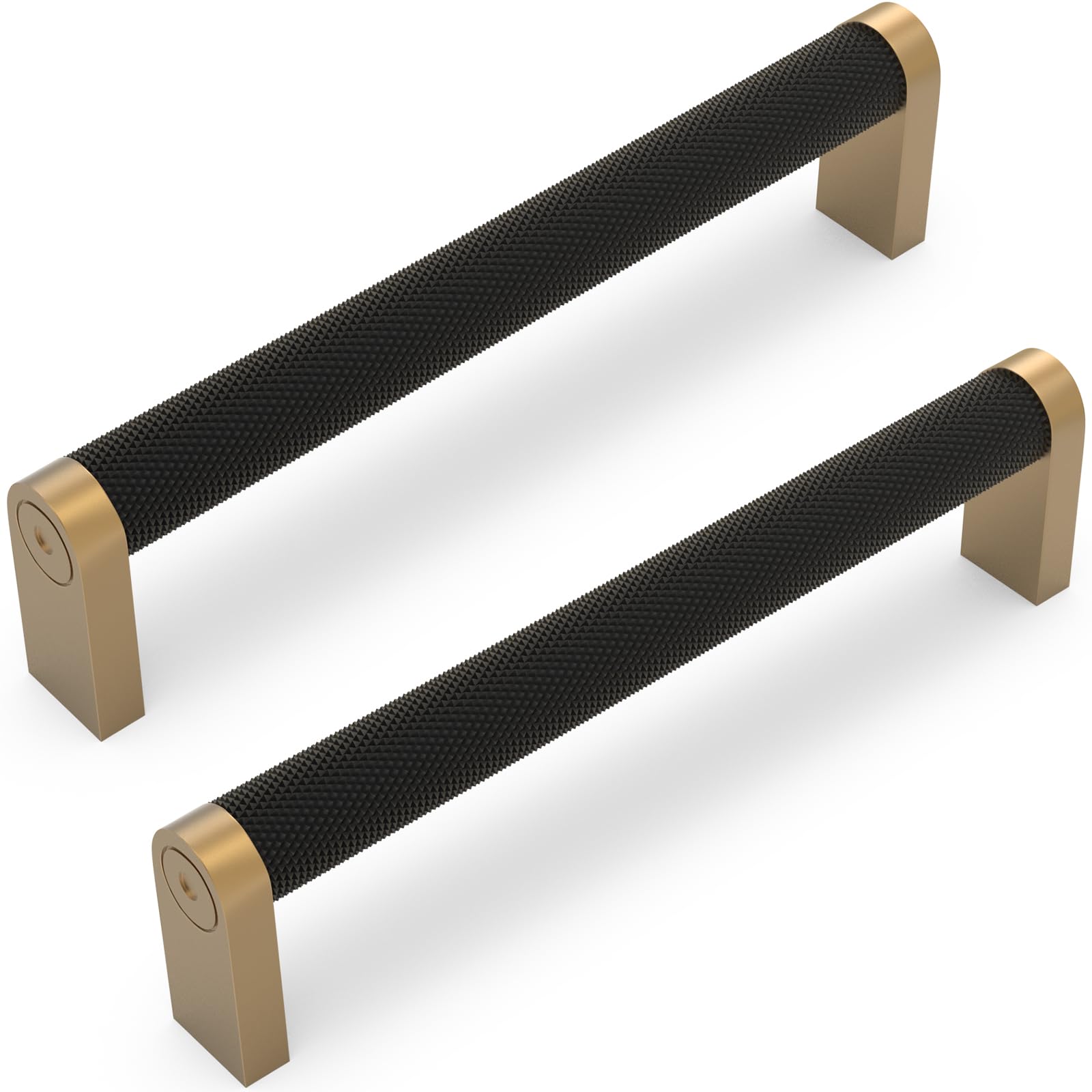 YGCTFX Black and Champagne 5 In Hole Center 10 Pack Knurled Cabinet Pulls Knurled Drawer Hardware Aluminum Zinc Alloy Kitchen Handles