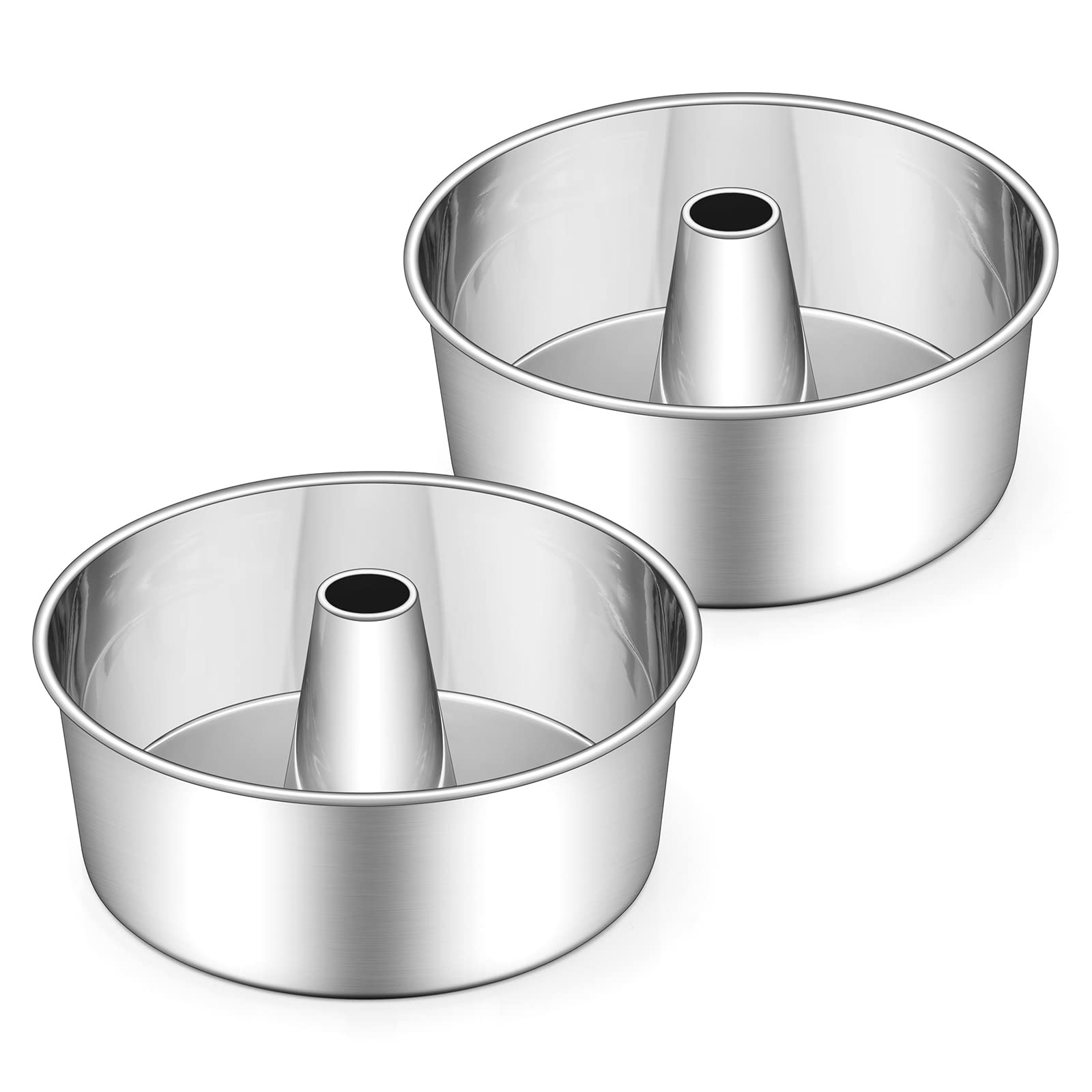 DHMHD  Angel Food Cake Pan Set of 2 Ten Inch Stainless Steel Tube Pans for Baking Pound Chiffon Cakes with One Piece Design Dishwasher Safe
