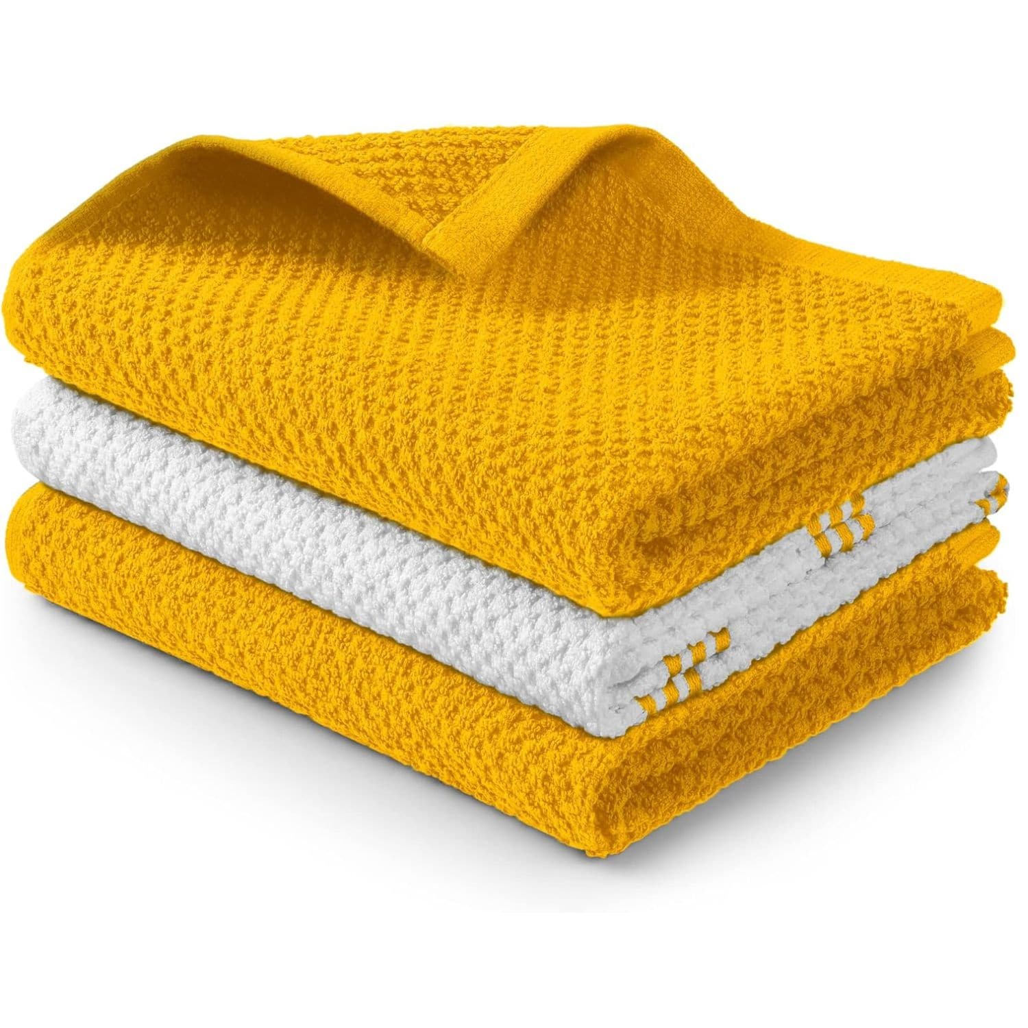 Zulay Kitchen 3 Pack Cotton Kitchen Towels 15 x 25 Inch Super Absorbent Reusable Dish Towels Soft Cleaning Cloths for Kitchen and Household Use