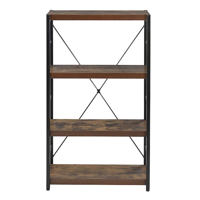 HomeRoots Amelia Weathered Oak Metal 3-Shelf Ladder Bookcase (23.62-in ...