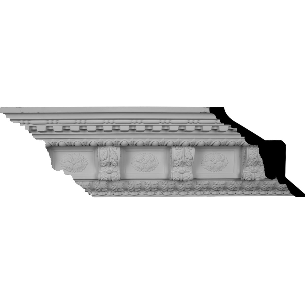 Ekena Millwork MLD09X09X14GR-CASE-8 Granada 9-7/8-in x 7-ft 10-1/2-in Primed Urethane Crown Moulding 8 -Pack