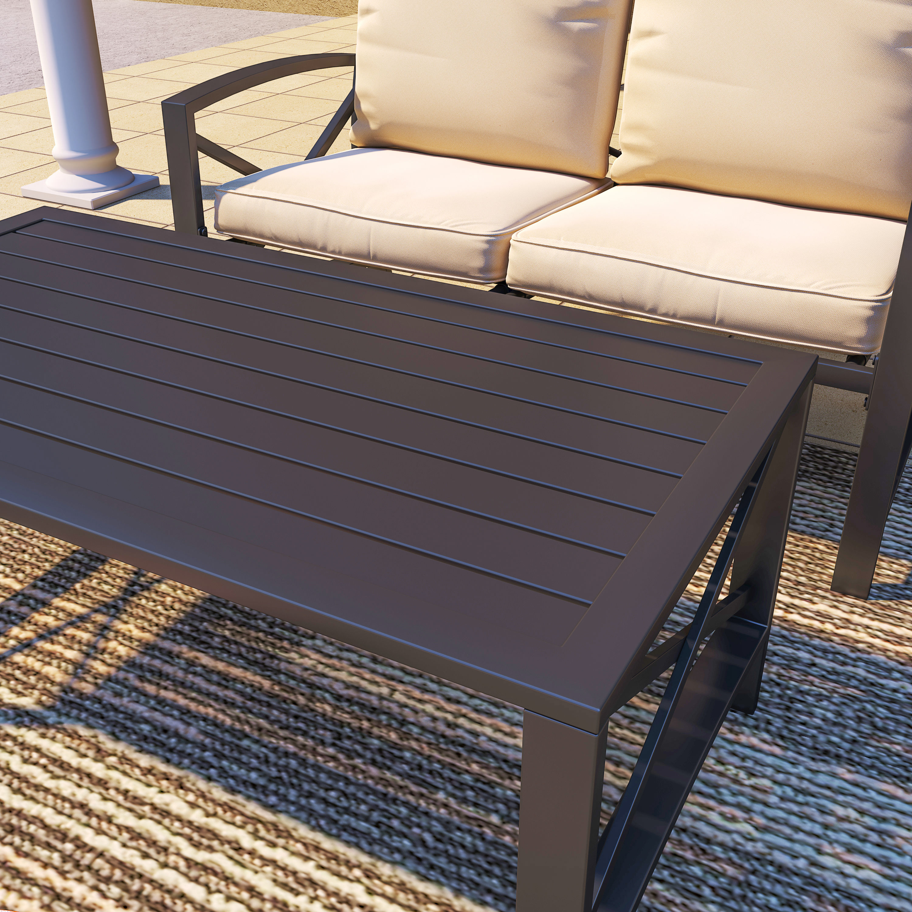 Hampton bay riley metal deals outdoor patio coffee table