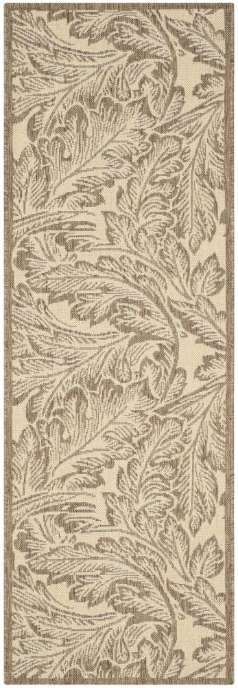 Safavieh CY2996-3001-27 Courtyard Morel 2 x 7 (ft) Loomed Polypropylene Natural/Brown Rectangular Indoor/Outdoor Floral/Botanical Coastal Runner rug