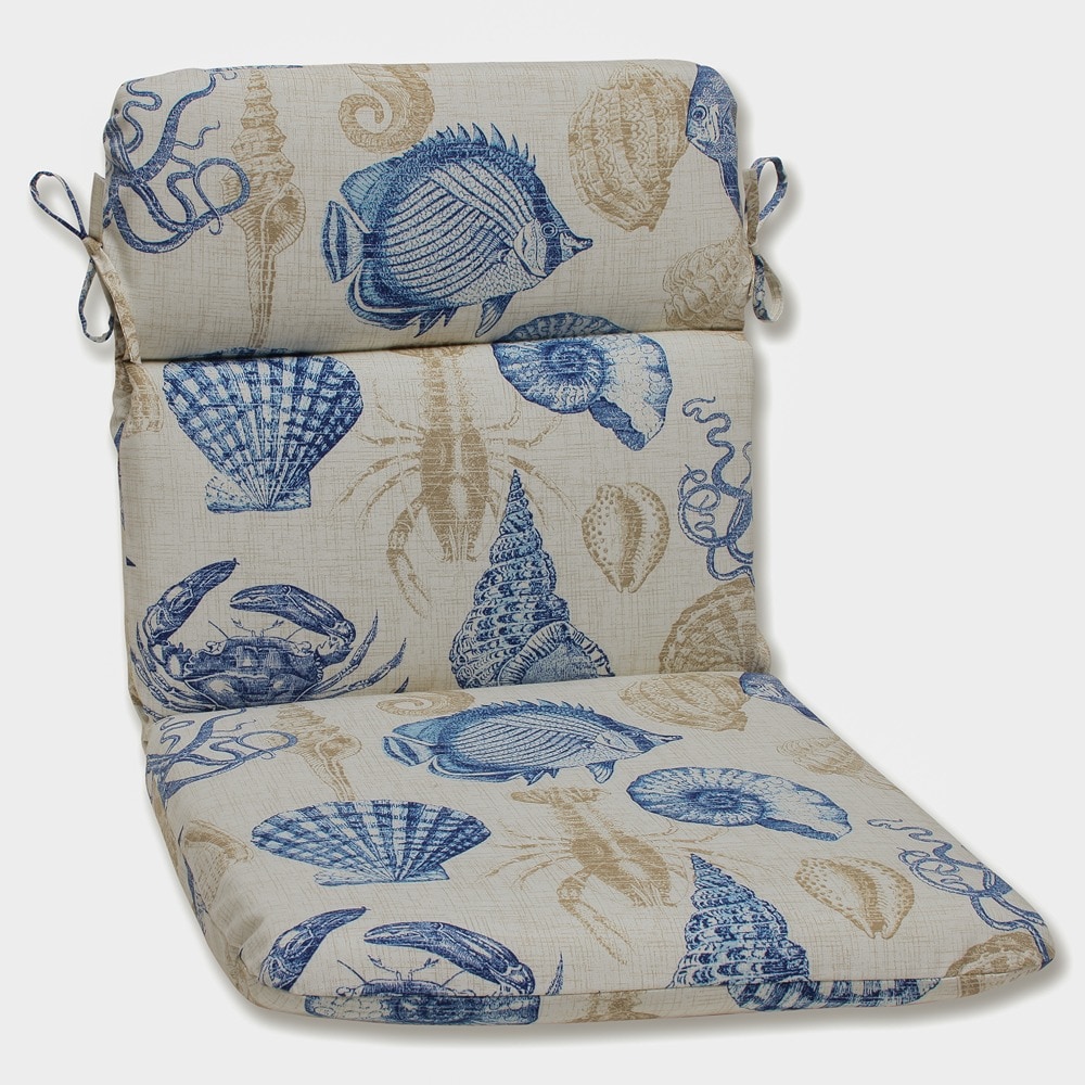 Pillow Perfect 535807 Sealife Marine 40.5-in x 21-in Blue Patio chair cushion