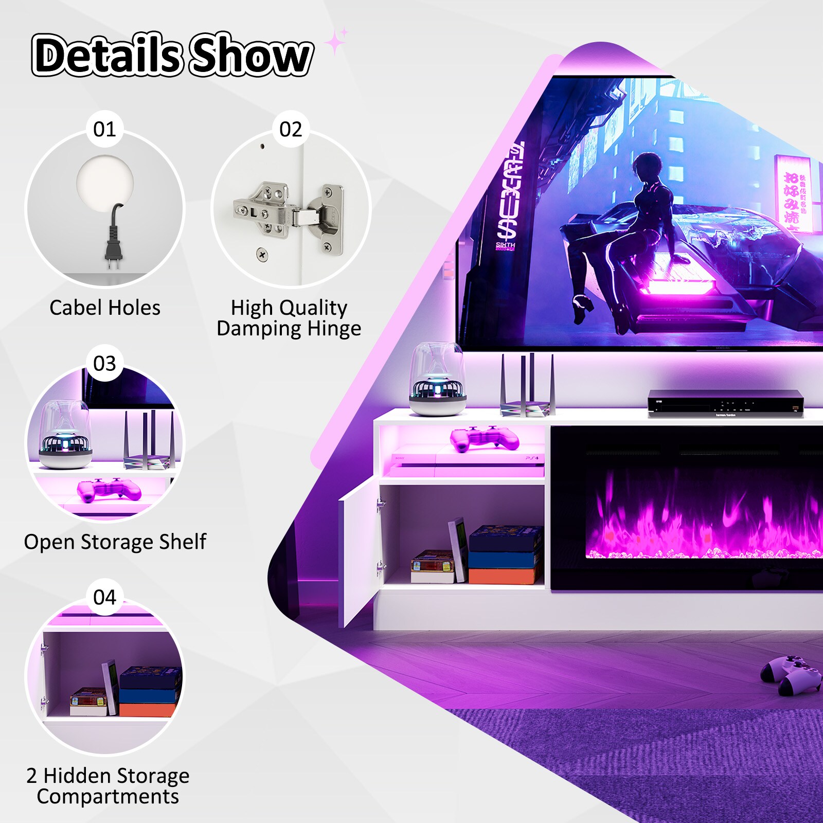 Bapipro TE13A70W Electric-Fireplaces - View #3