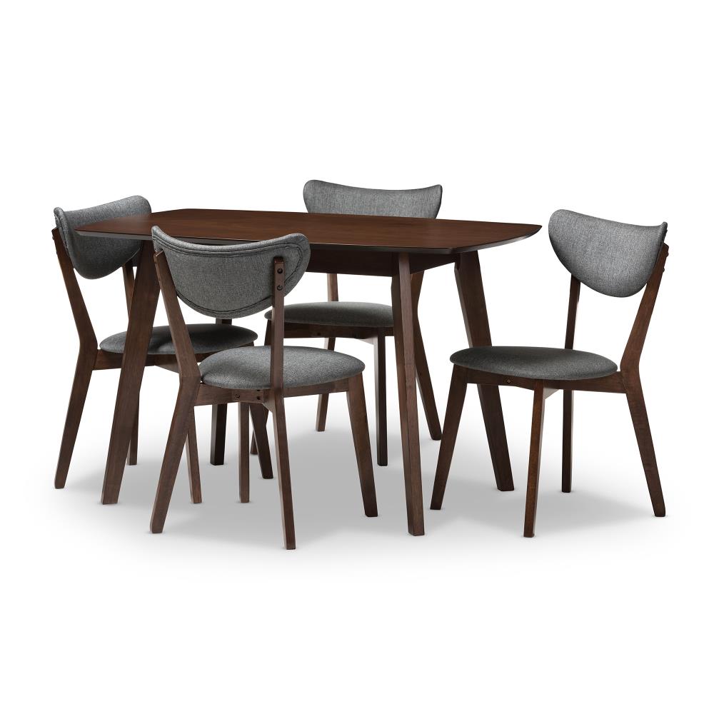 Baxton Studio 143-8067-LW Hadrea Charcoal Contemporary/Modern Dining Room Set with Rectangular Table (Seats 4)
