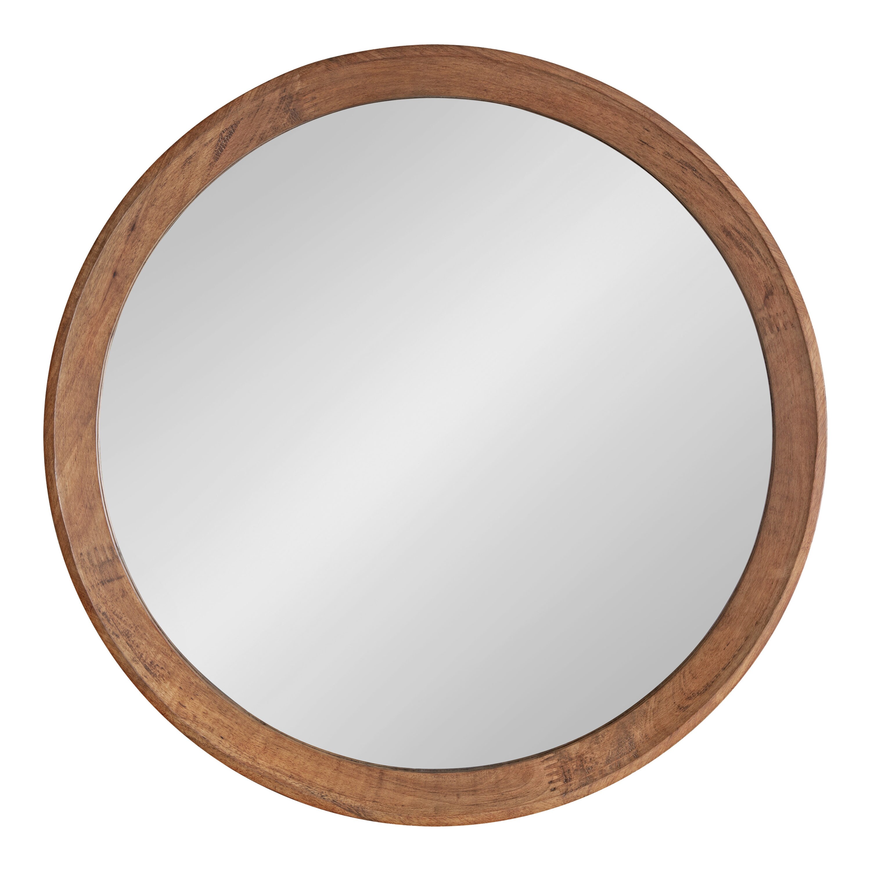 Hartman 30" Round Brown Wood Vanity Wall Mirror