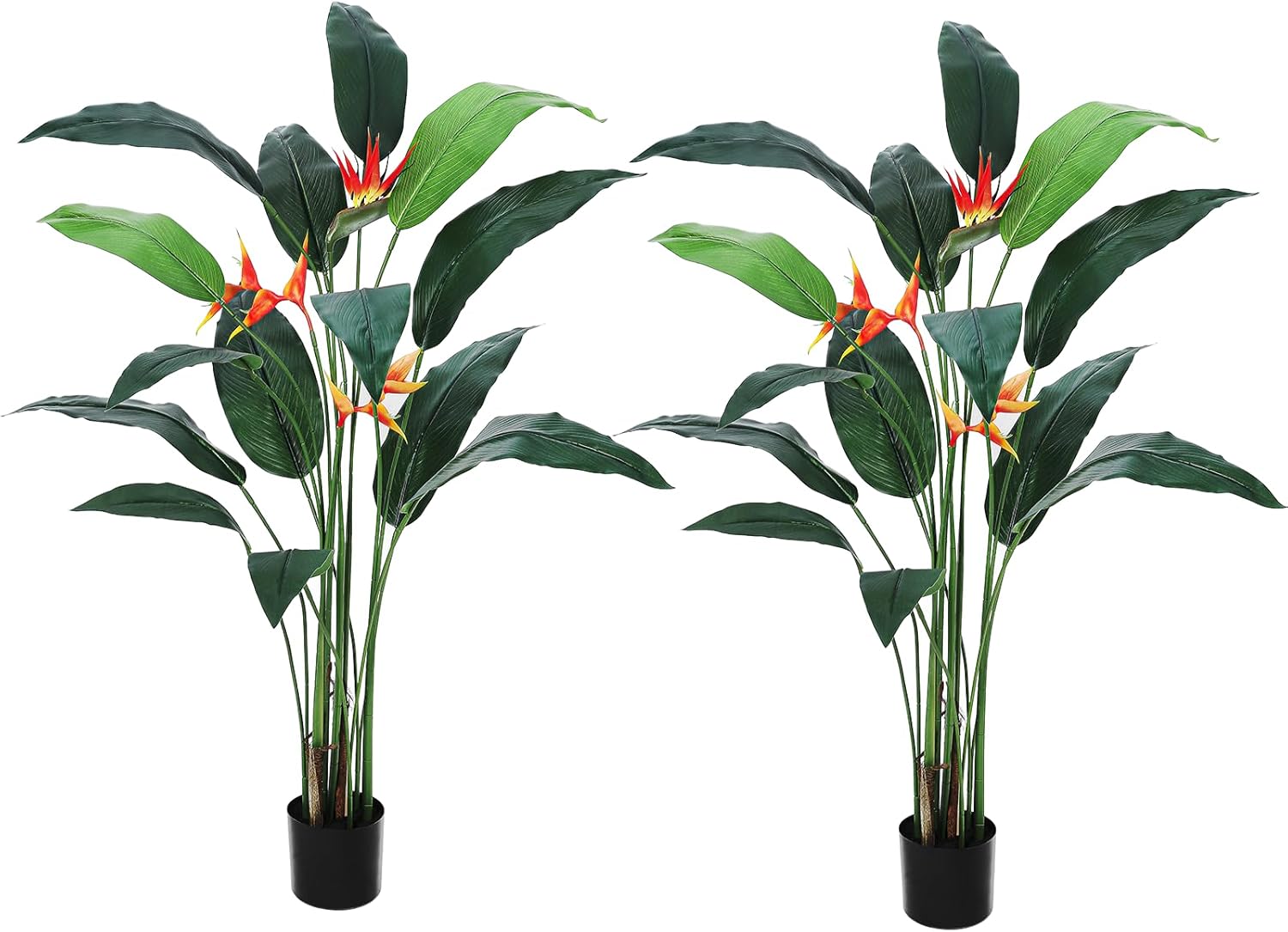 Qeetex DHZ-PHO-11J6WXW2 Artificial Bird of Paradise Tree 6FT 72 inch Fake Palm Tree for Indoor Outdoor Modern Decor Faux Plants for Home Office Perfect Housewarming Gift with 14 Trunks Faux Leaves and 3 Flowers 2 Pack
