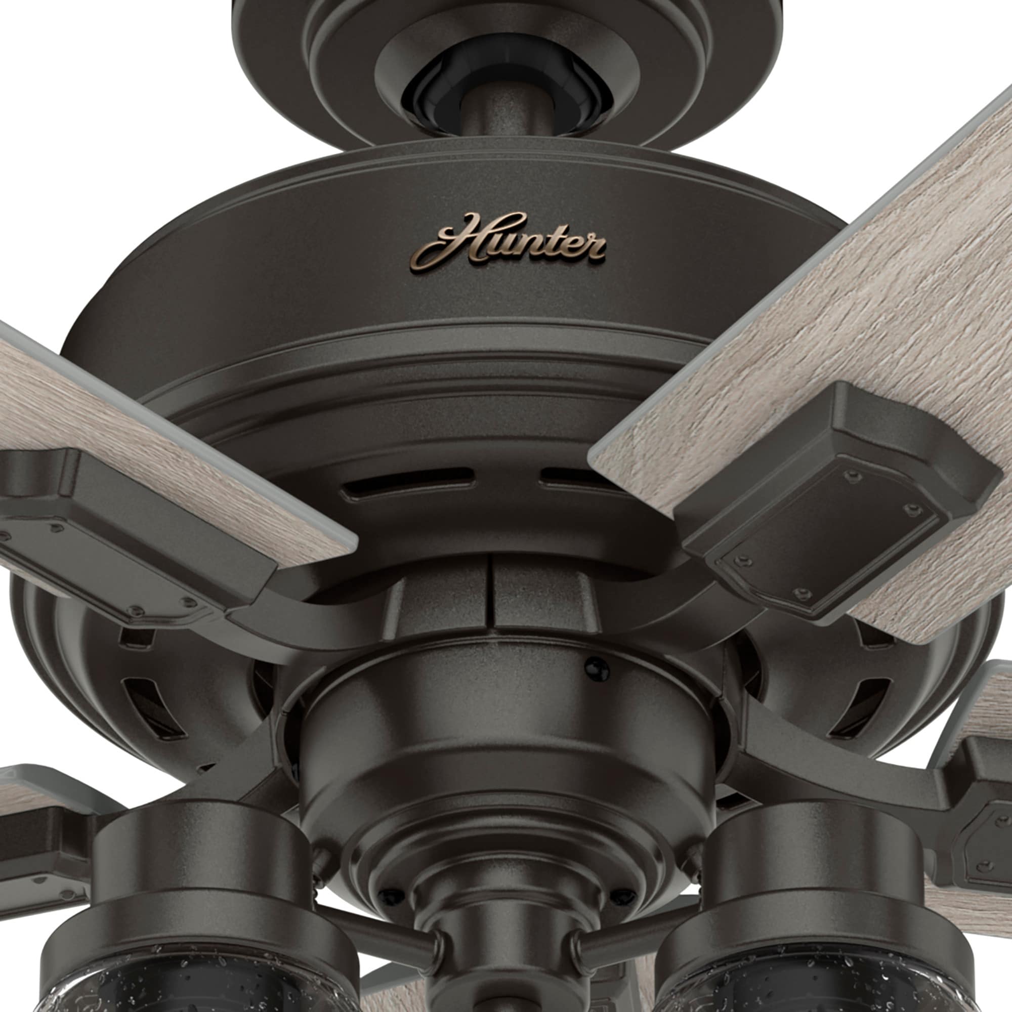 Hunter Hartland 44-in Noble Bronze LED Indoor Downrod or Flush Mount Ceiling  Fan with Light (5-Blade) in the Ceiling Fans department at Lowes.com