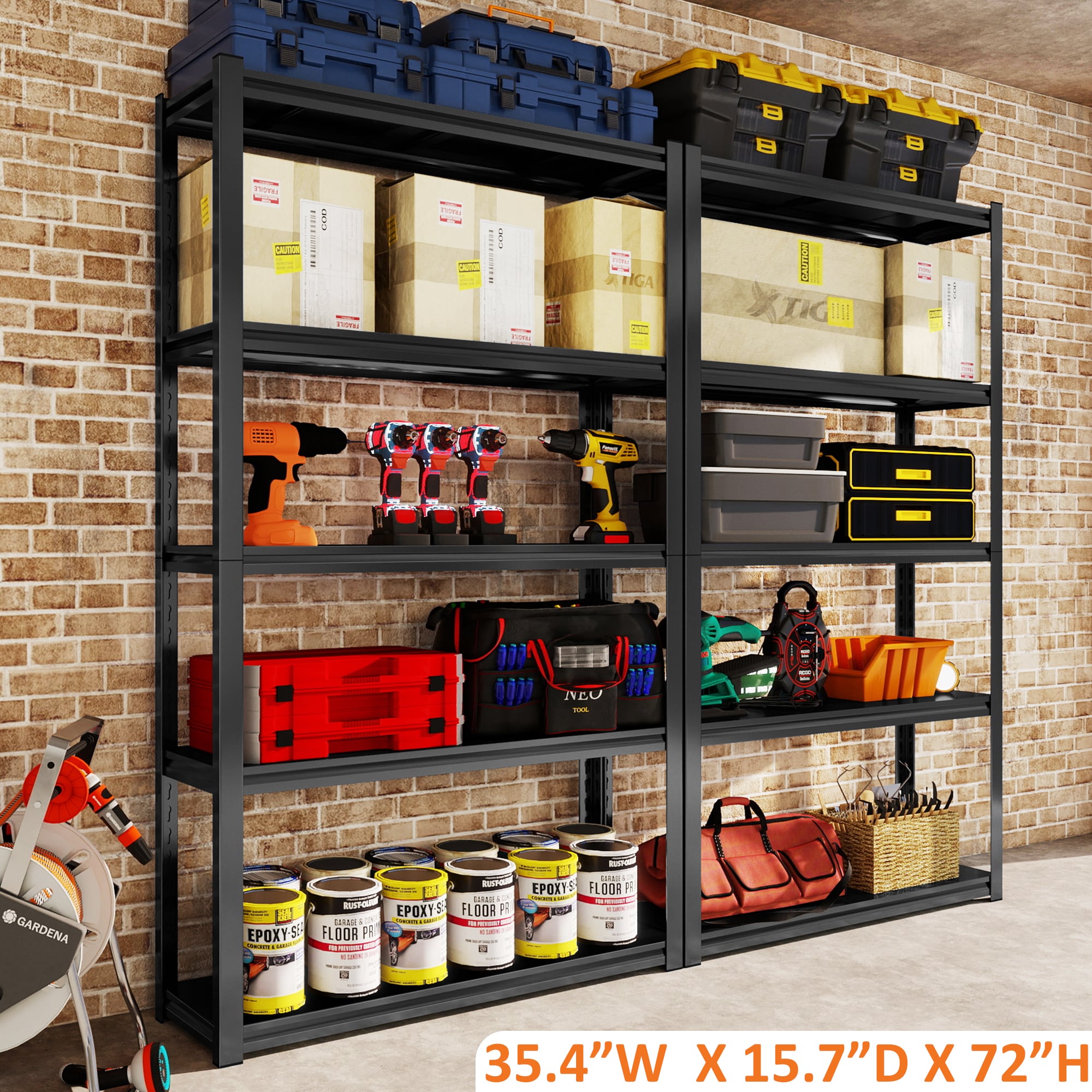 ToolCat NGG30-45-DSG 5 -Tier Heavy Duty Black Metal Utility shelving unit ( 35.4-in W x 15.7-in D x 72-in H )