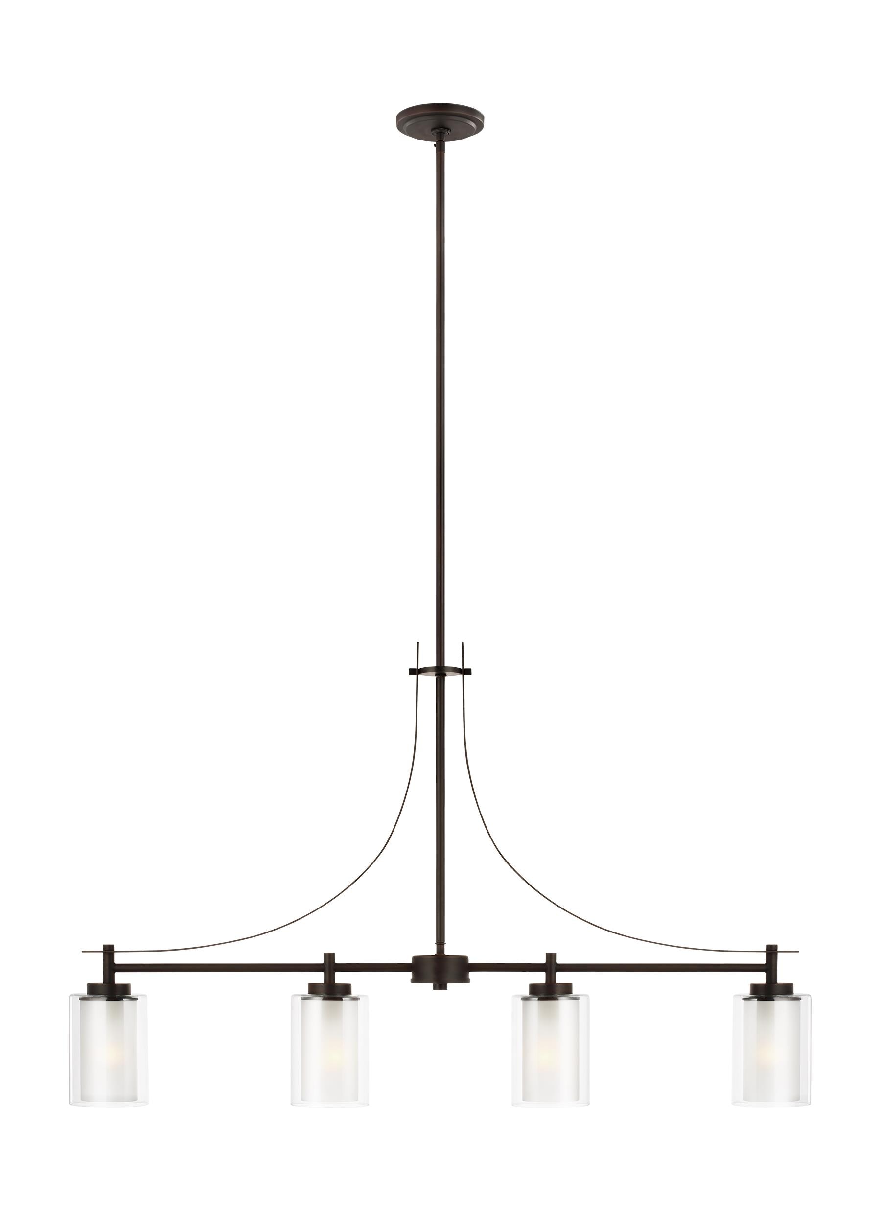 Generation Lighting 6637304-710 Elmwood Park 4 -Light Bronze Traditional Clear glass Linear Large Hanging Kitchen island light