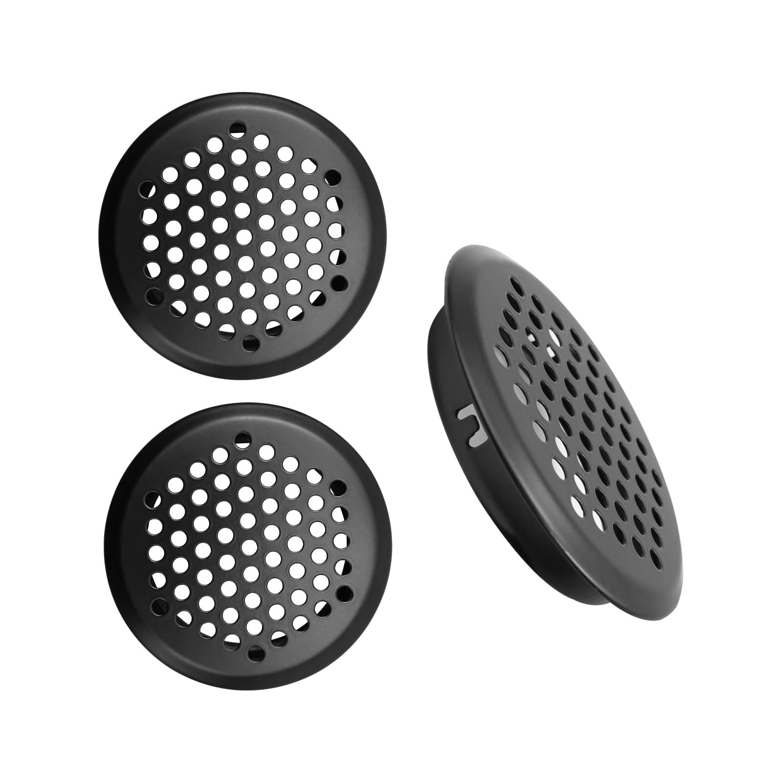 Aoibox  2 in Stainless Steel Round Mesh Air Vent with Louvers for Cabinet and Wall Ventilation Black Finish
