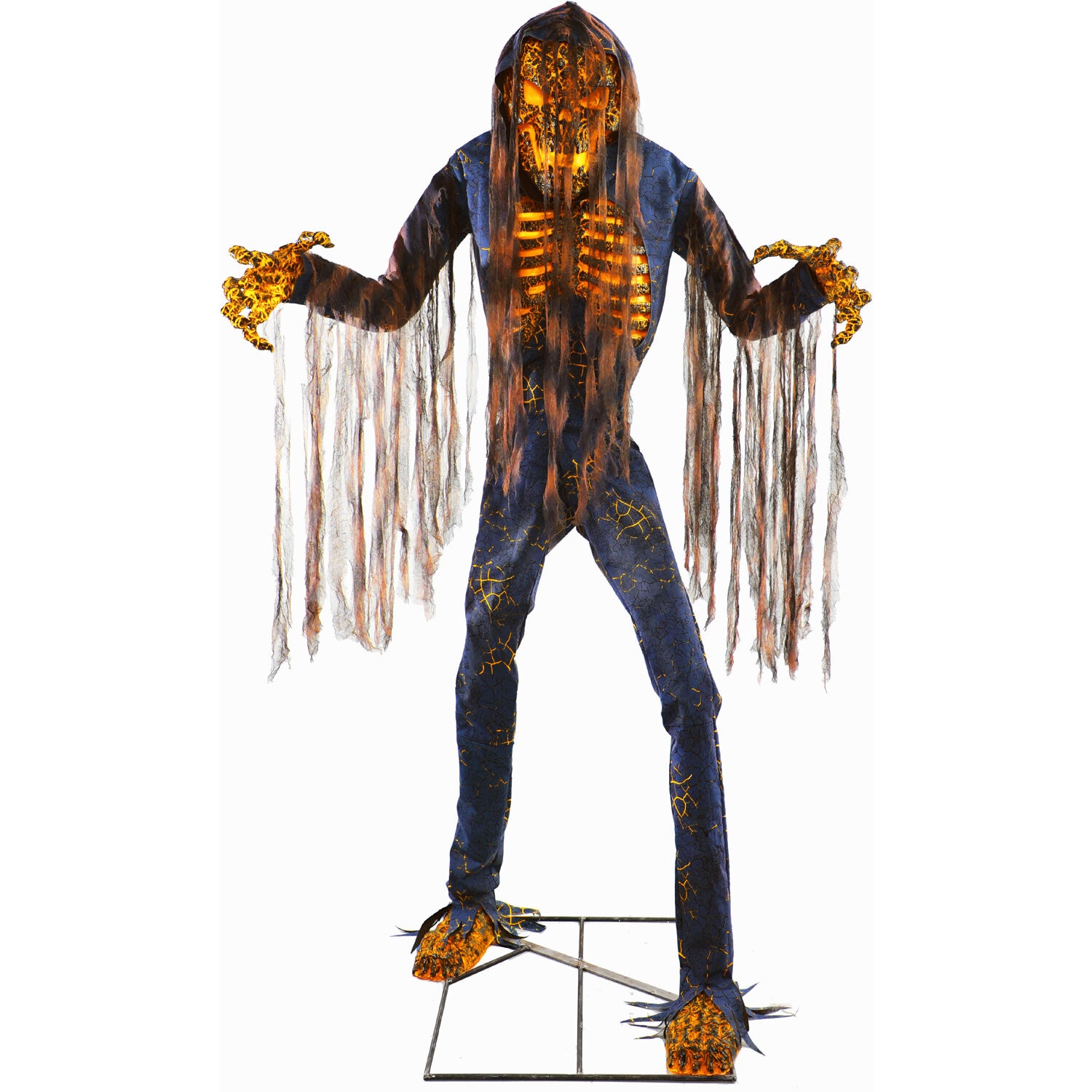 Haunted Hill Farm HHSMOLDRGHL-4FLSA 7.5-ft Freestanding Motion Activated Lighted Skeleton Animatronic