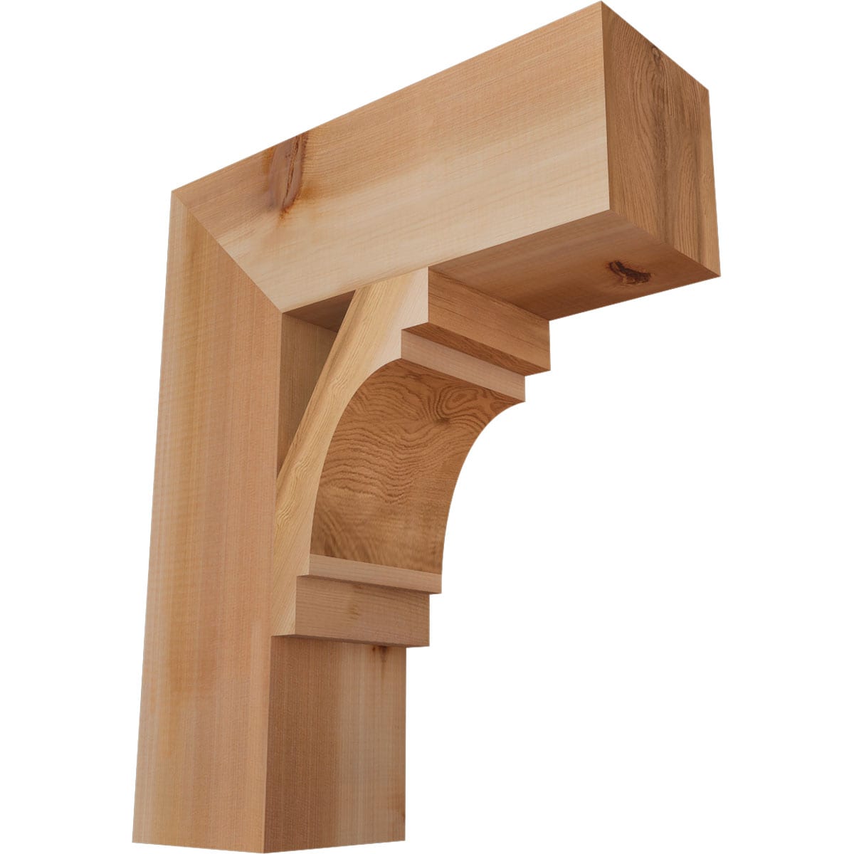 Ekena Millwork BKT06X18X22MRC05SWR Merced block smooth 5-1/2-in x 18-in x 22-in Western red cedar Brown Wood Standard bracket