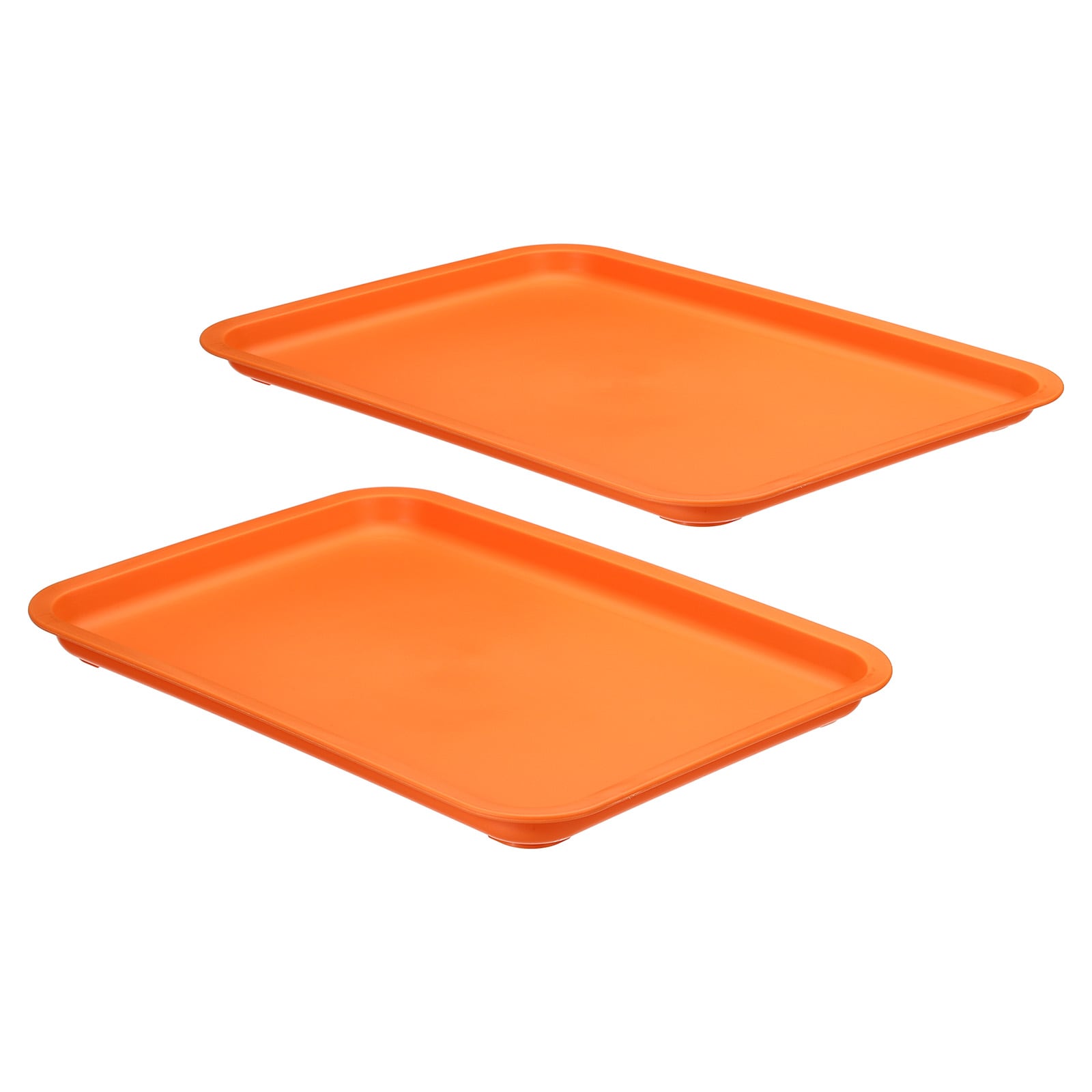PATIKIL 14x10 Inch Fast Food Tray 2pcs Plastic Reusable Multi-Purpose Rectangle Serving Tray for Cafeteria Restaurant Home Kitchen Orange
