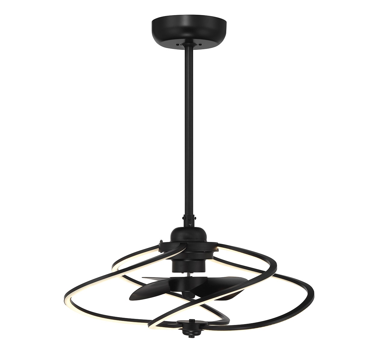 Savoy House 24-FD-945-89 Hydra 12-in Integrated LED Matte Black with Black Blades Fandelier - Remote Included ( 3 -Blade )