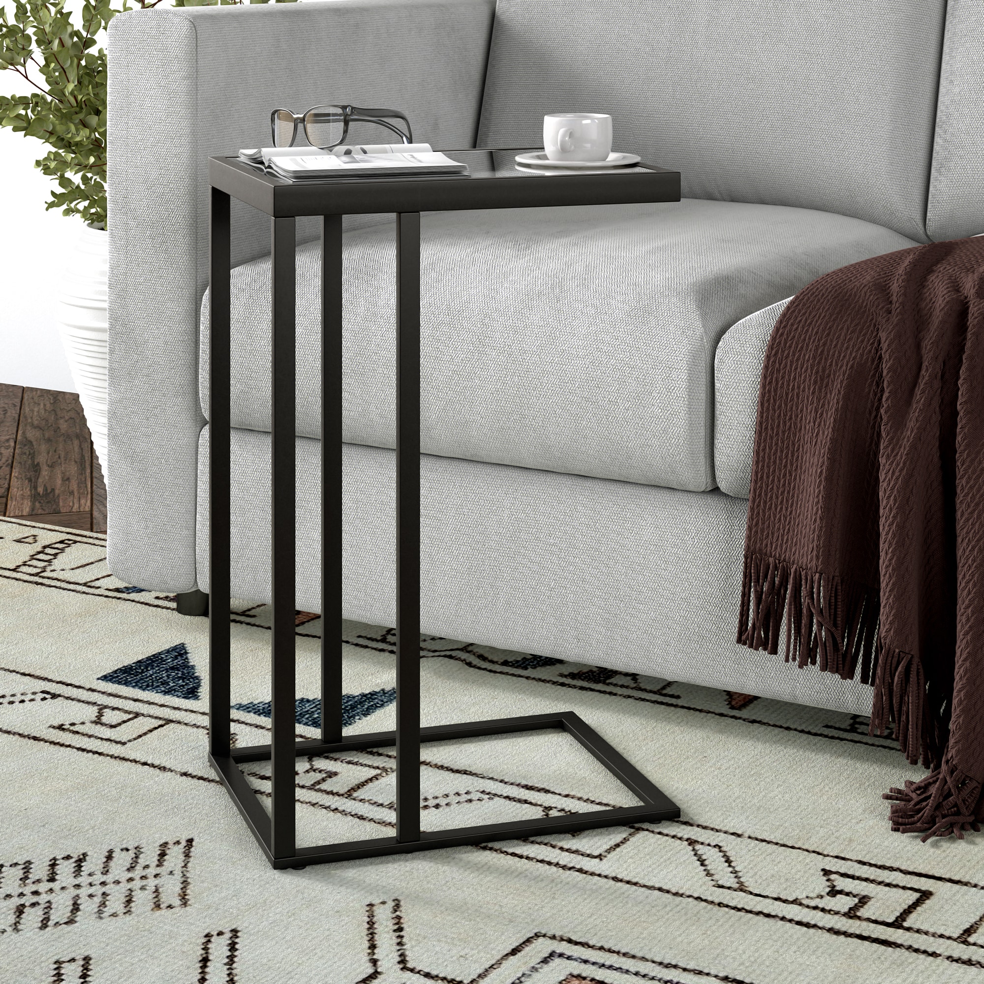Hailey Home ST1352 Alexis 16-Inches W x 25-Inches H Blackened Bronze Glass Rectangular Modern End Table Assembly Required