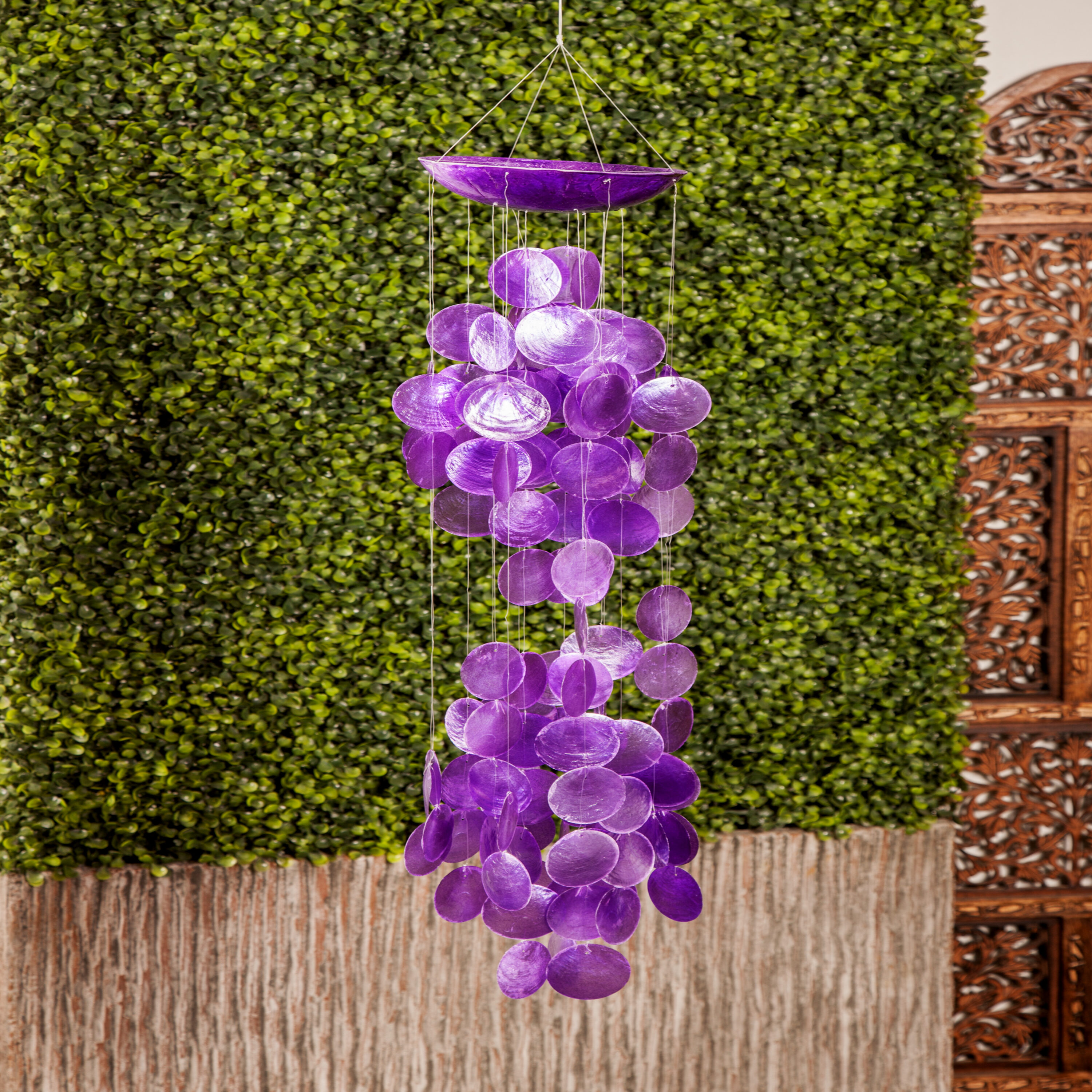 Grayson Lane 33116 27-in Purple Waterfall Shell Capiz Wind Chime