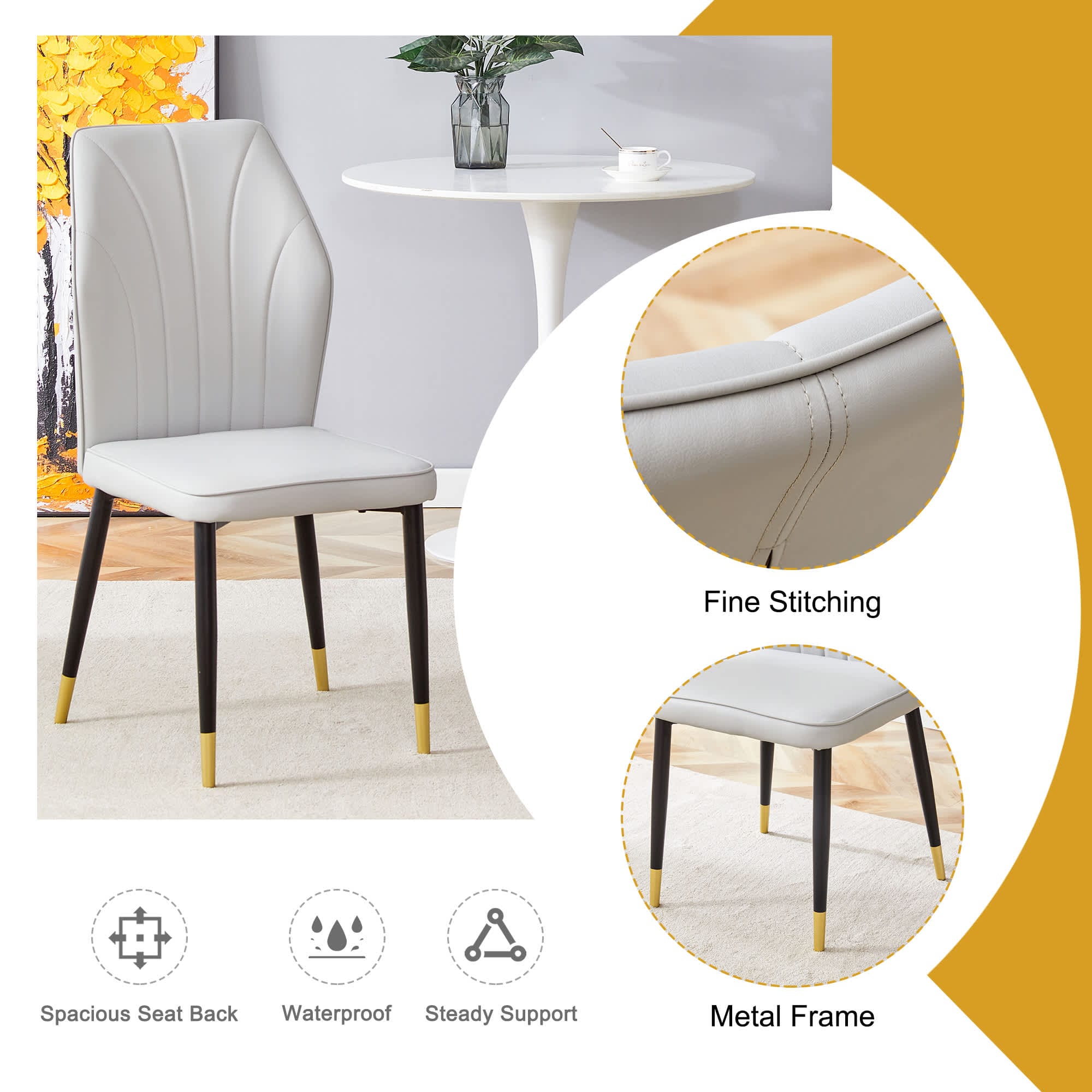 Vynxaria LEXY0083-DJCY-8GRY Dining-Chairs - View #2
