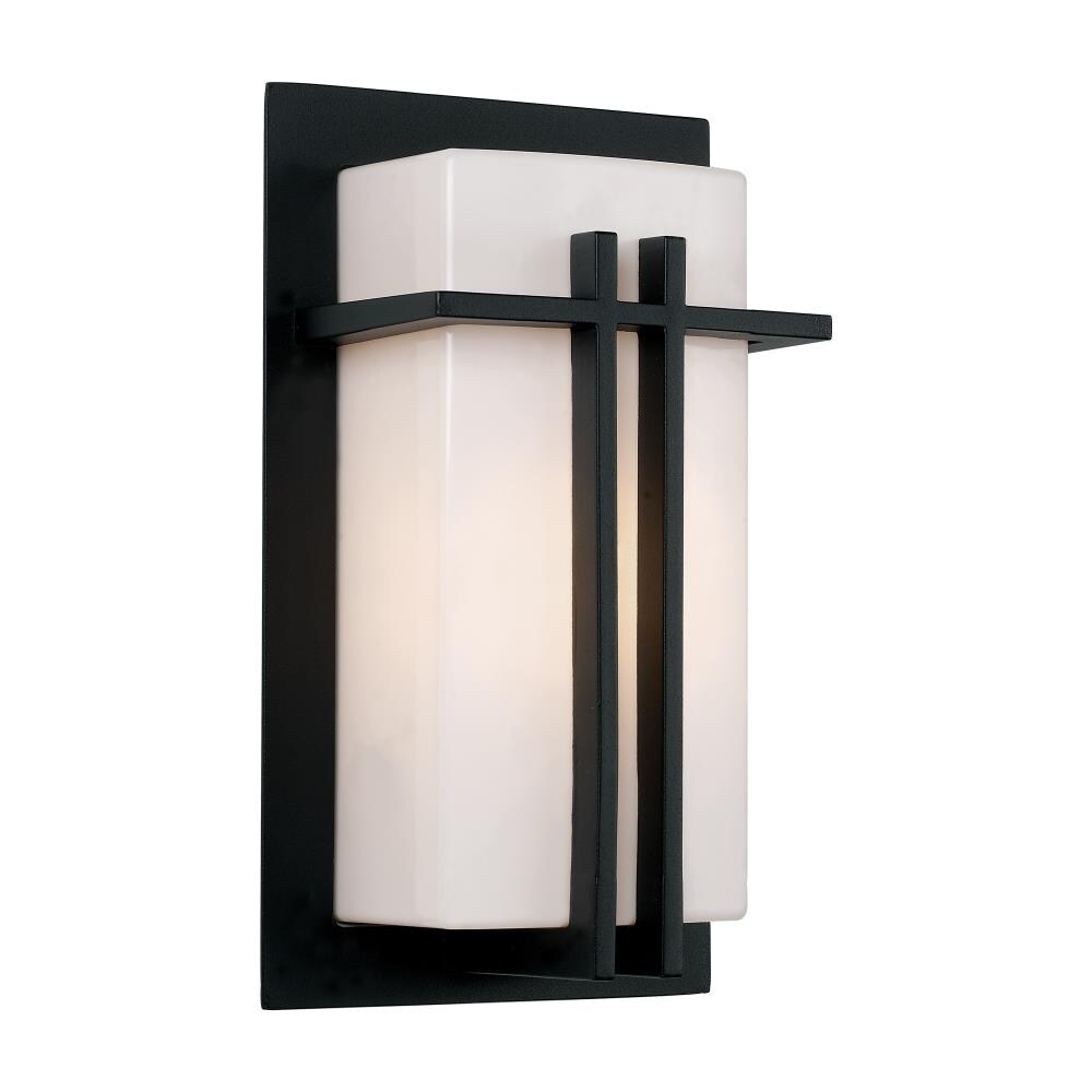 Lucid Lighting 12-in H Black Medium Base (E-26) Outdoor Wall Light in ...