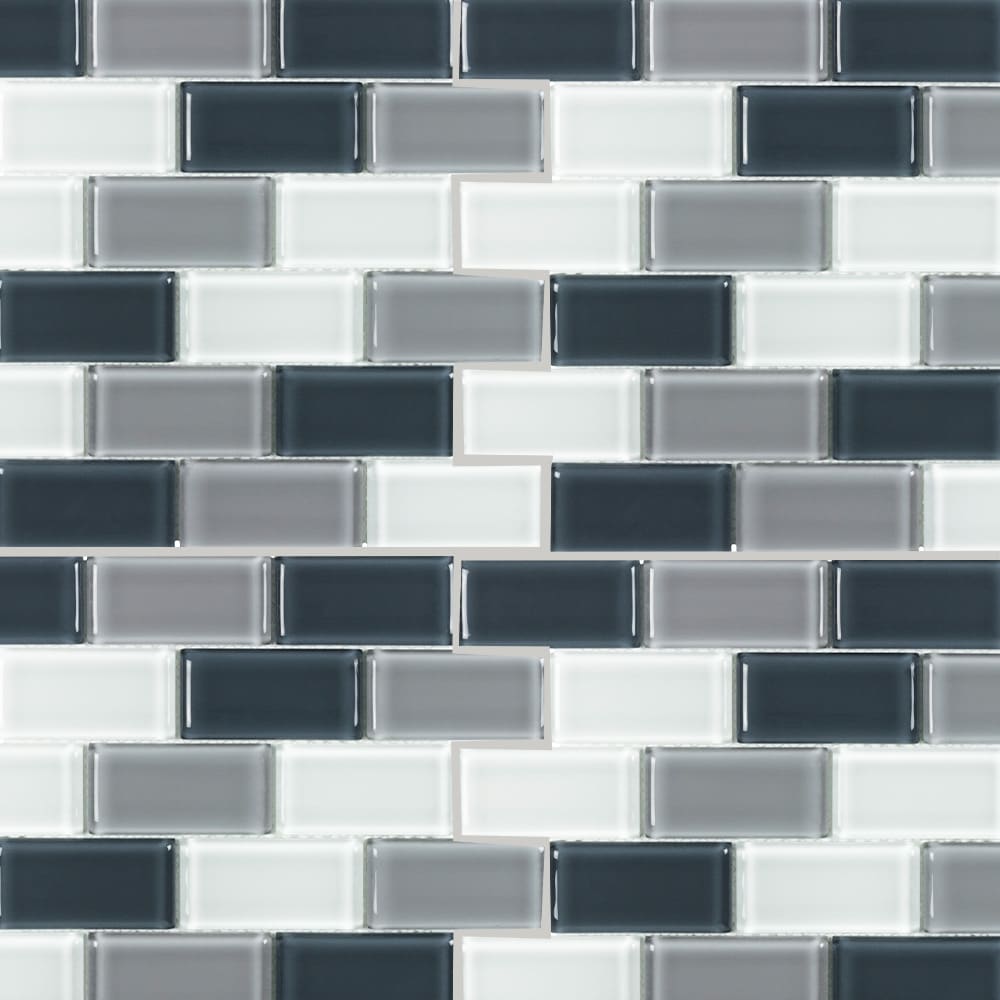 Elida Ceramica CROGLLR35 Pure Deep Sea 12-in x 12-in Glossy Glass Linear Mosaic Wall Tile ( 0.953-sq ft Piece )