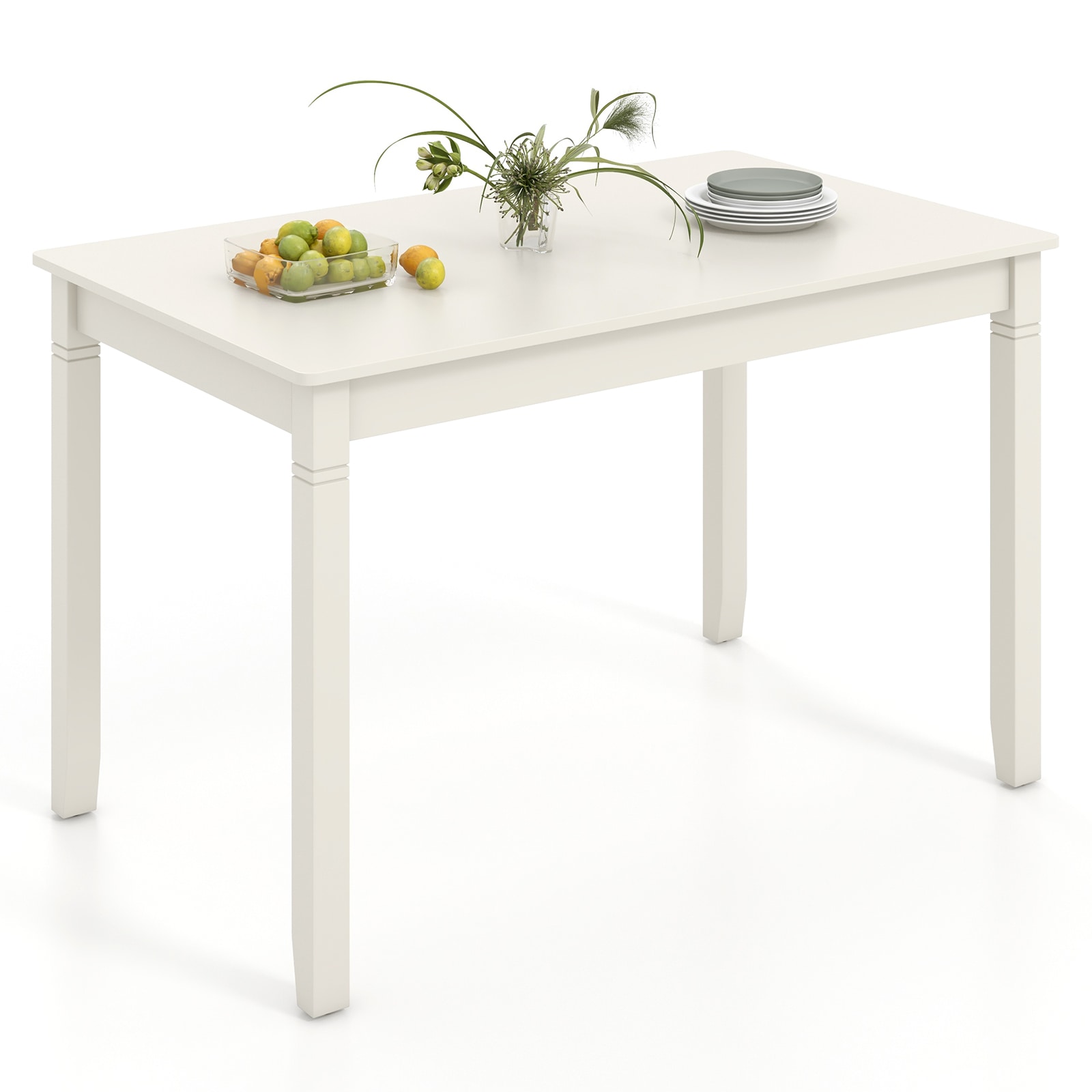 SUGIFT - 48-in Wooden Dining Table Rectangular Kitchen Table for 4 People Rubber Wood Legs 330-lb...
