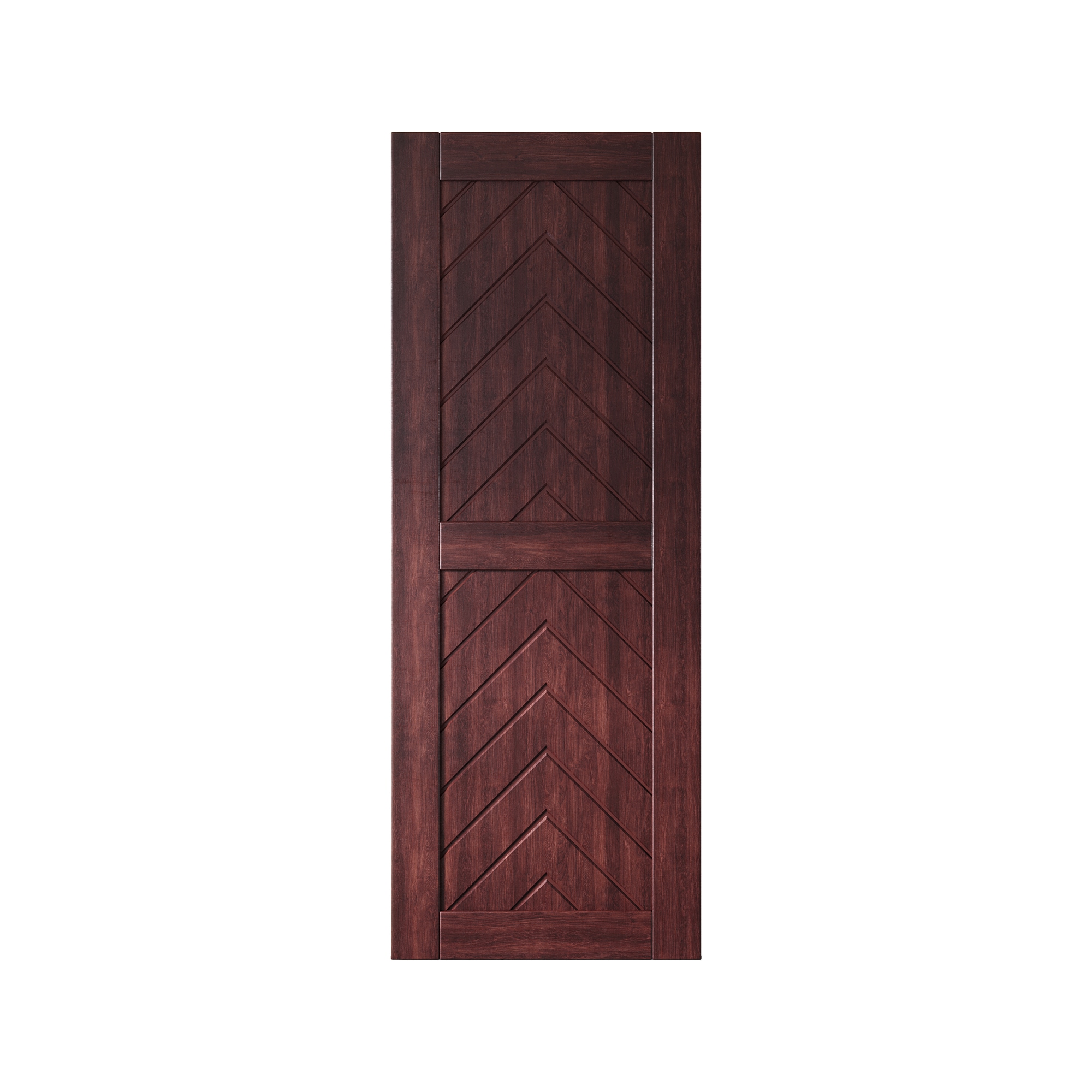 HOMACER JT1-2680-RD 26-in x 80-in Red Mahogany Herringbone Pine Wood Solid core Single Barn Door (Hardware Not Included)