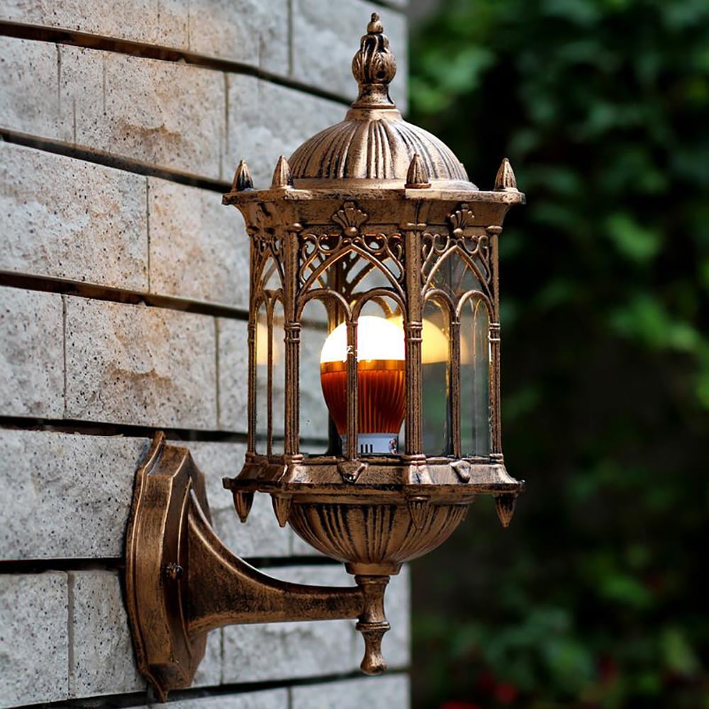 Oukaning 1-Light 7.48-in H Brushed Brass Led, Outdoor Wall