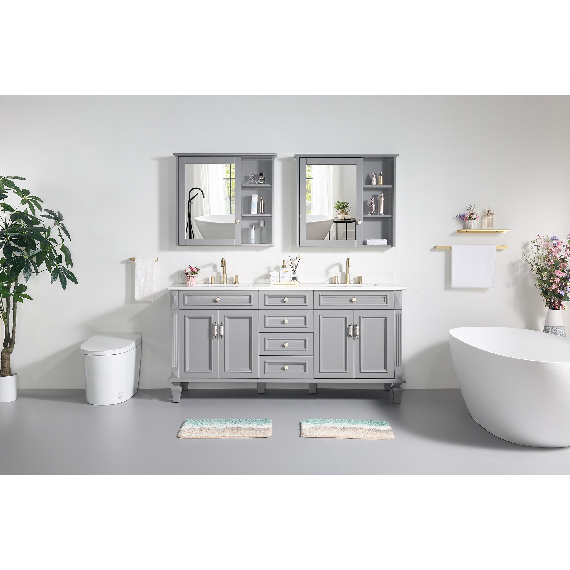 WELLFOR ARTWOOD72QZ-TG Bath-Vanity-Combo - View #5