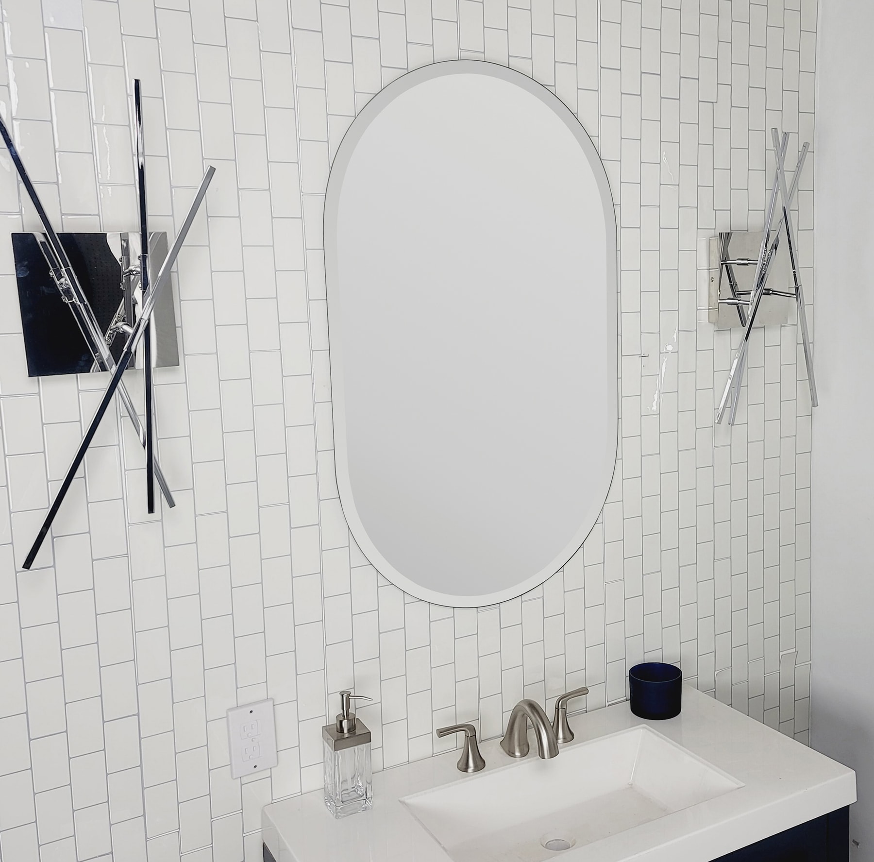 Khloe Frameless Rectangular Vanity Mirror with Beveled Edges