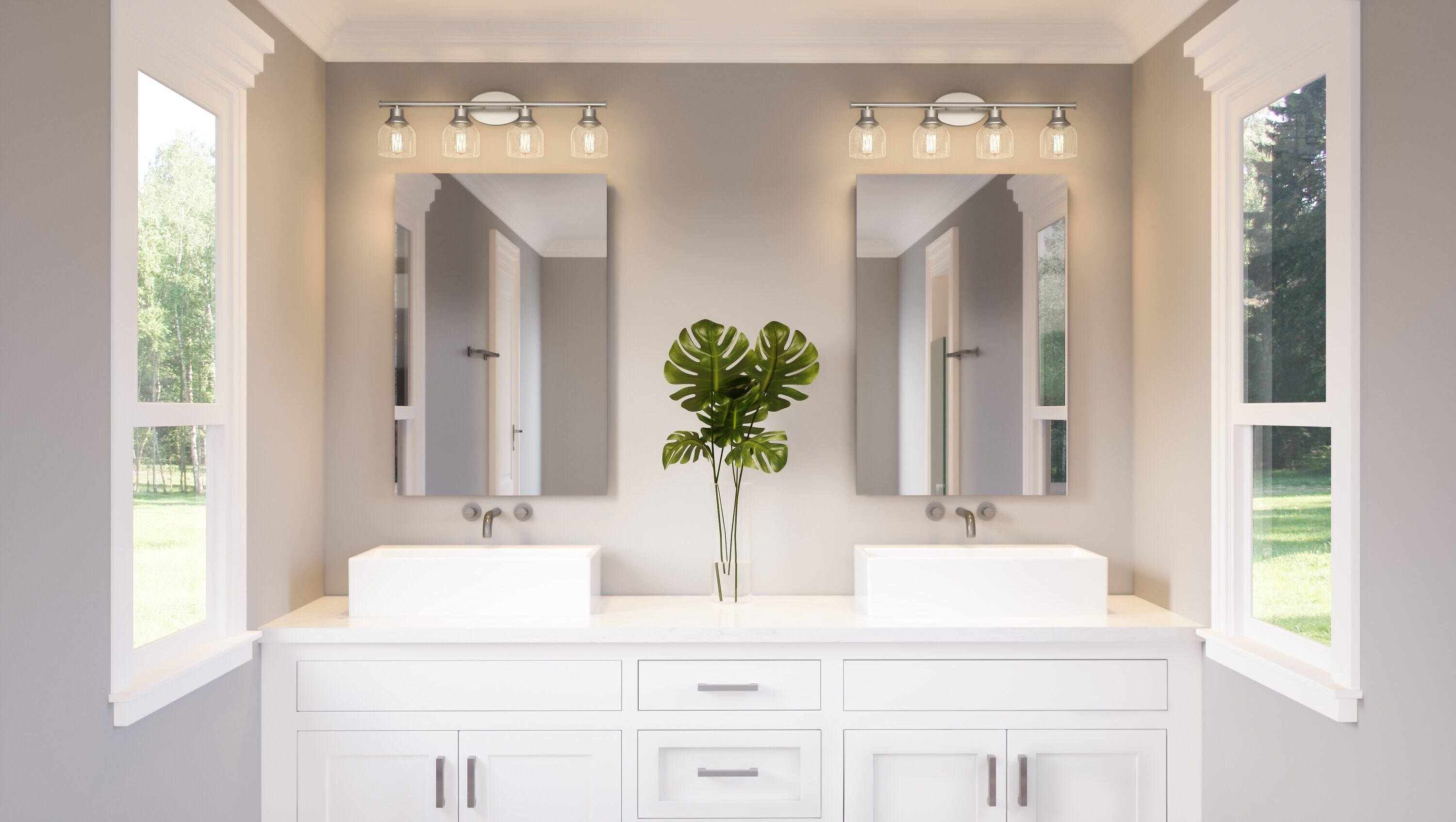 Quoizel Caverly 31-in 4-Light Brushed Nickel Transitional Vanity Light in  the Vanity Lights department at