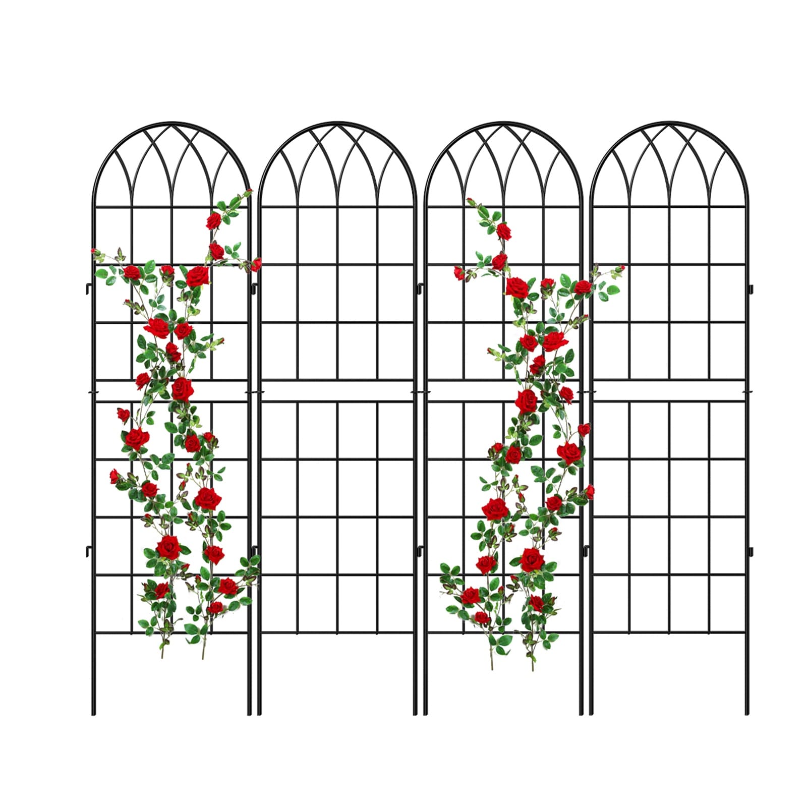 Esazn Garden Trellis 16-in W x 59-in H Black Steel Garden Trellis For Climbing Plants For Cucumbers For Roses For Tomatoes