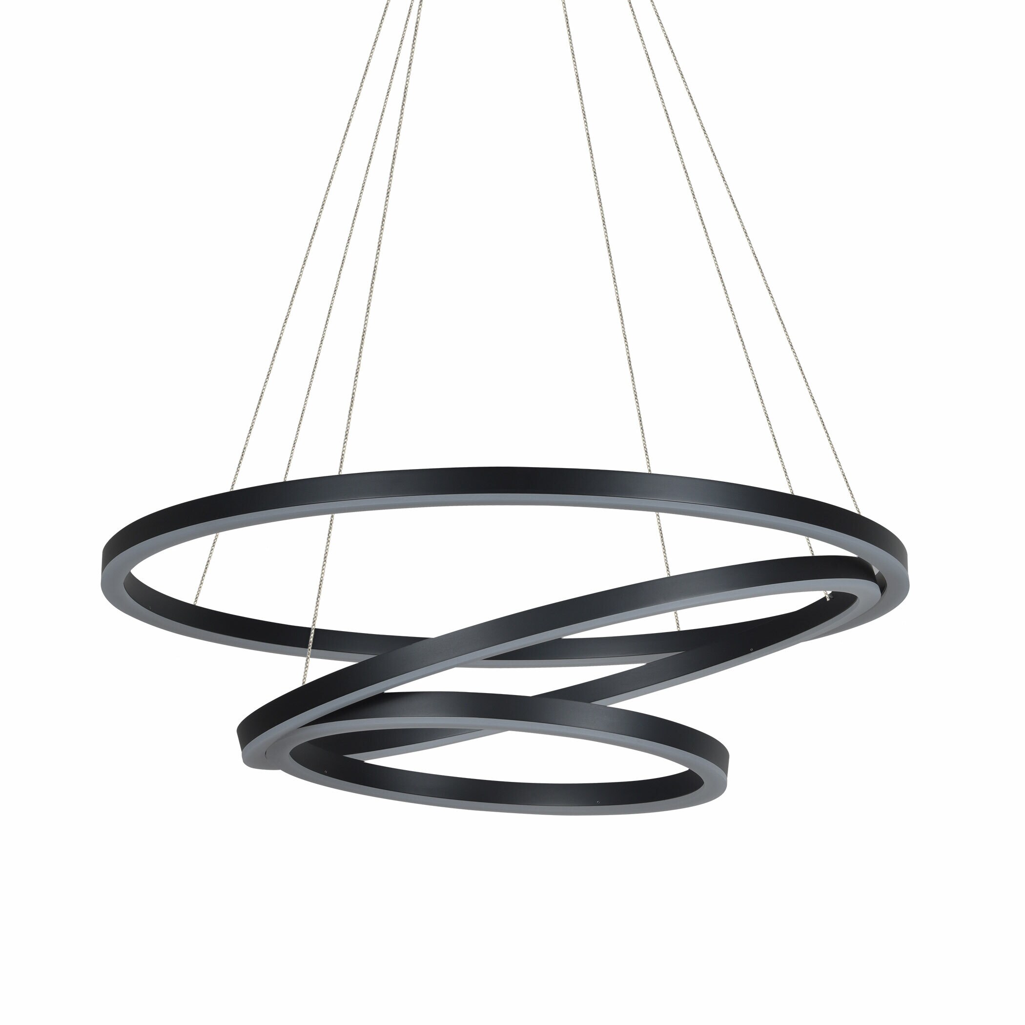 Tania Trio 32" Black Modern Adjustable Circular LED Chandelier