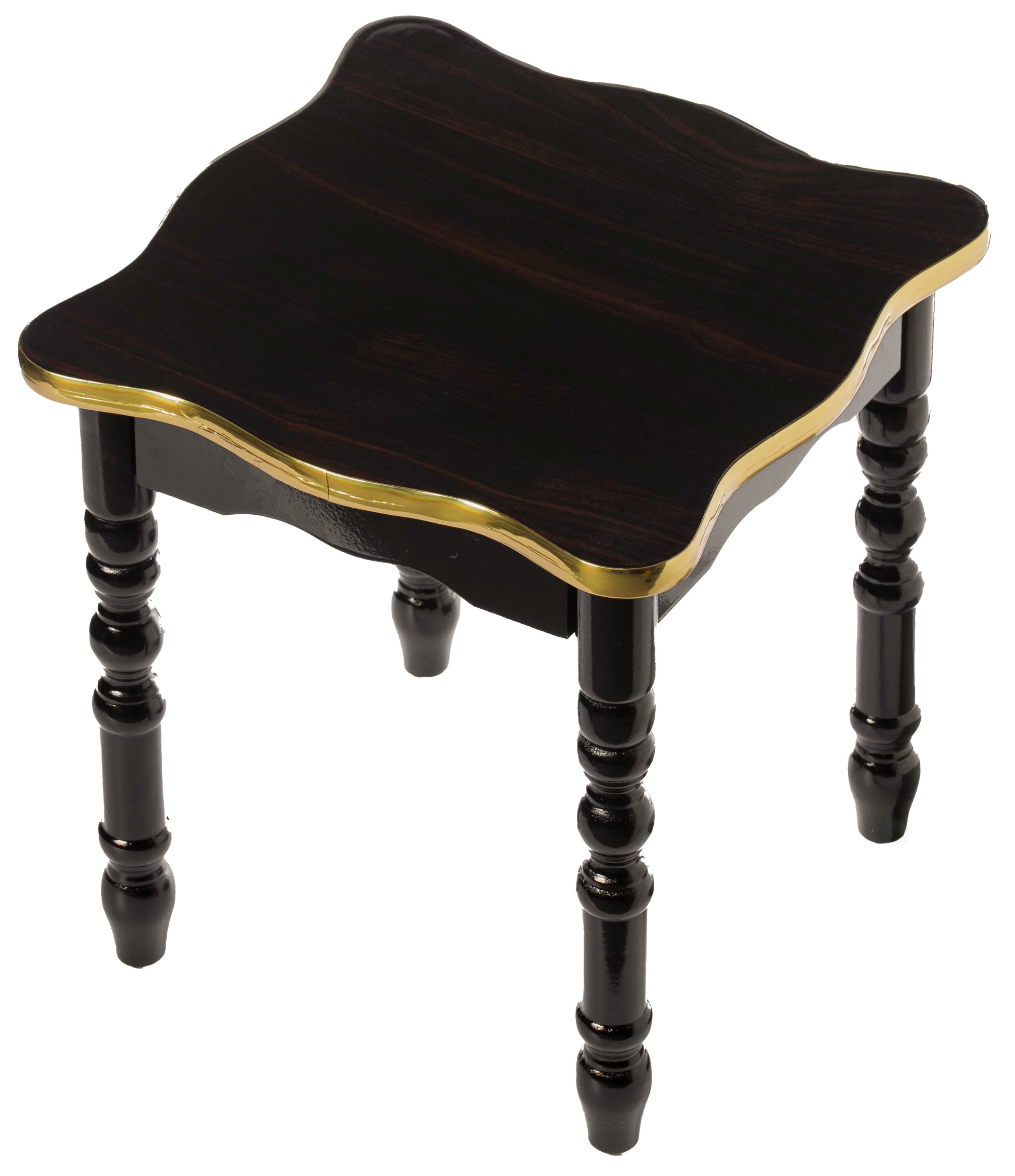 Square Black and Gold Wooden Accent End Table