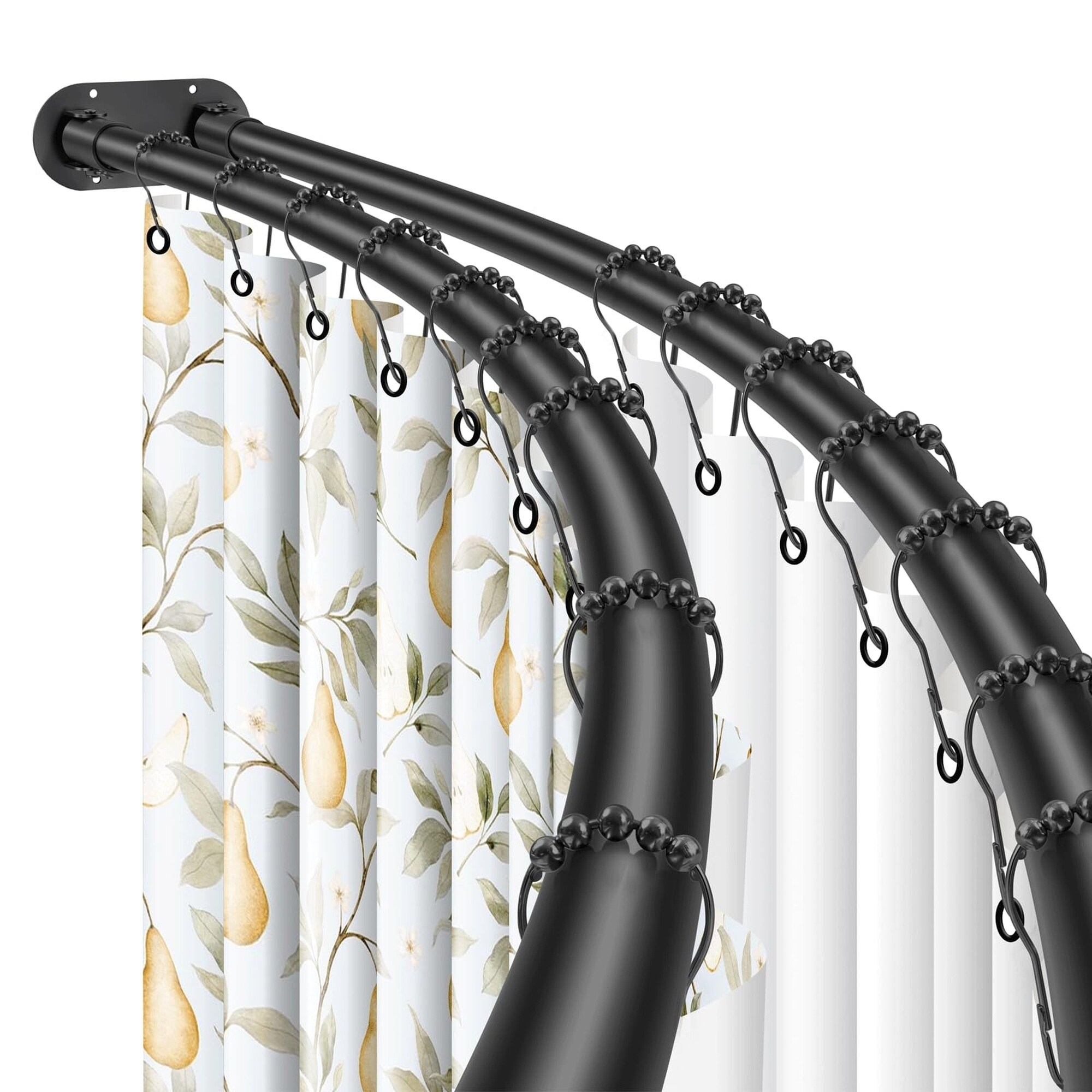 Numhew 42in to 72in L 2-Curved Black Double Shower Curtain Rod in the ...