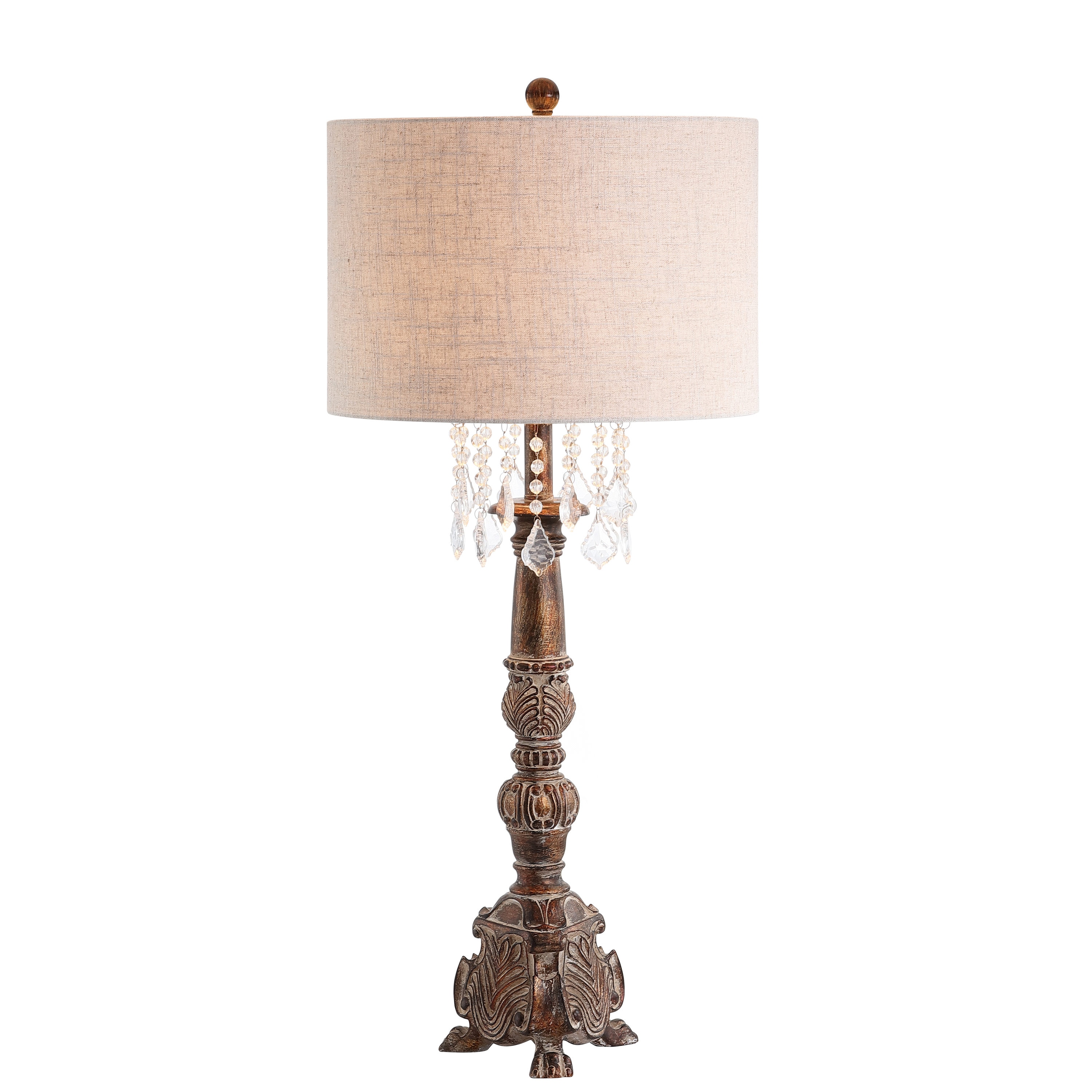 JONATHAN  Y Classic 33.5-in Antique Brown Rotary Socket Table Lamp with Linen Shade