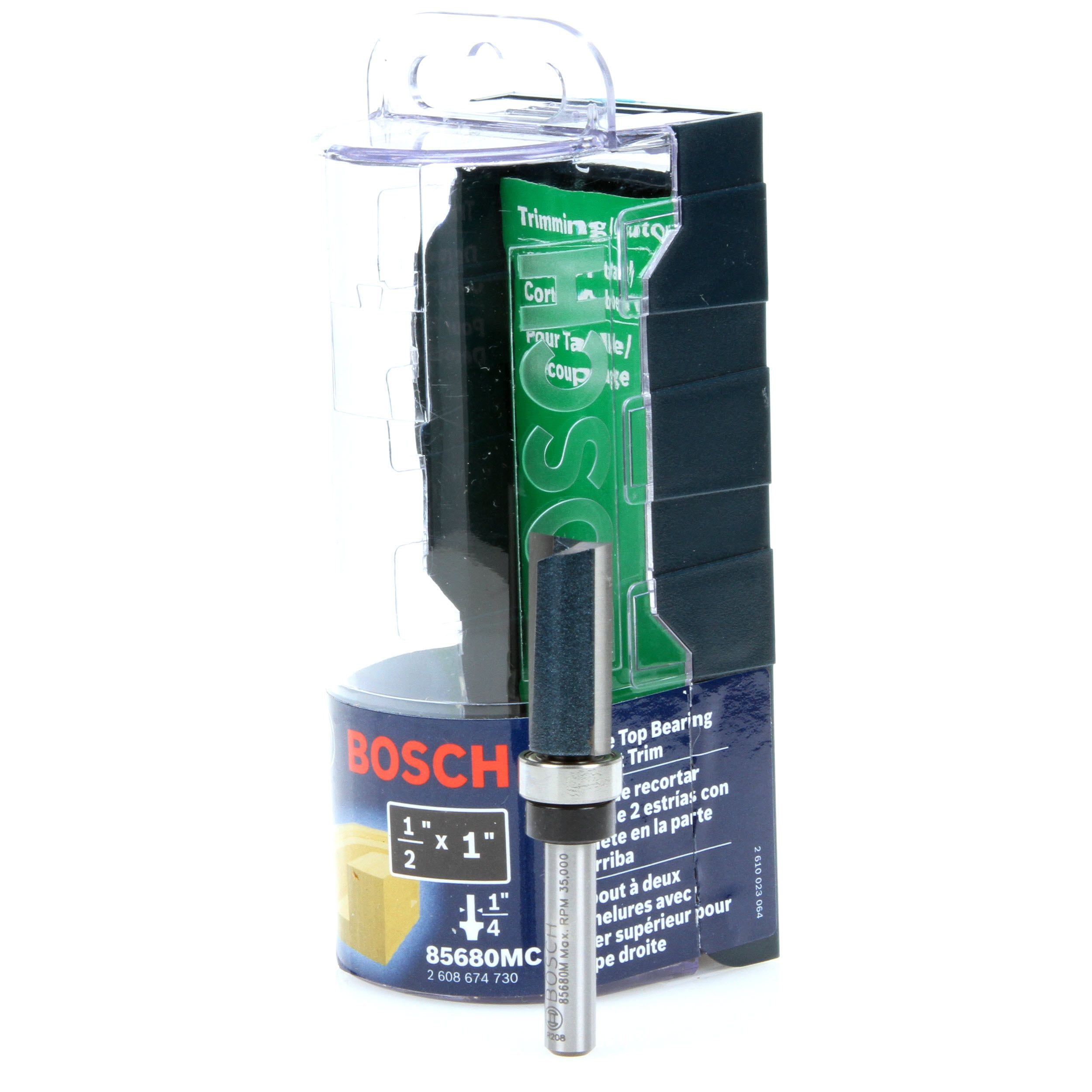 x 1 In Bosch 85680MC 1/2 In Carbide-Tipped Double-Flute Top-Bearing Straight Trim Router Bit 