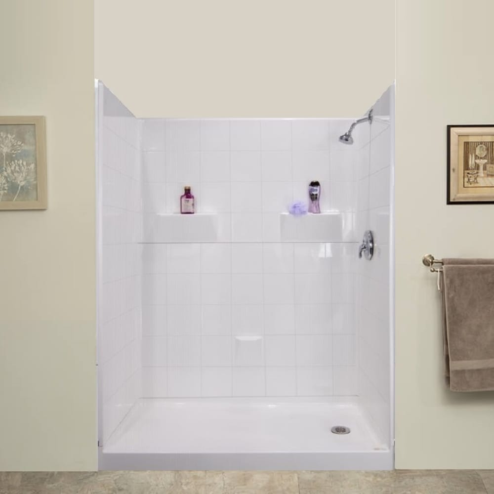 Laurel Mountain LM6033SH5PR4.0064 Doyle 5 -Piece 60-in W x 32-in L x 80-in H Rectangular Alcove shower kit ( Right Drain) Base and Wall Included and Drain Included