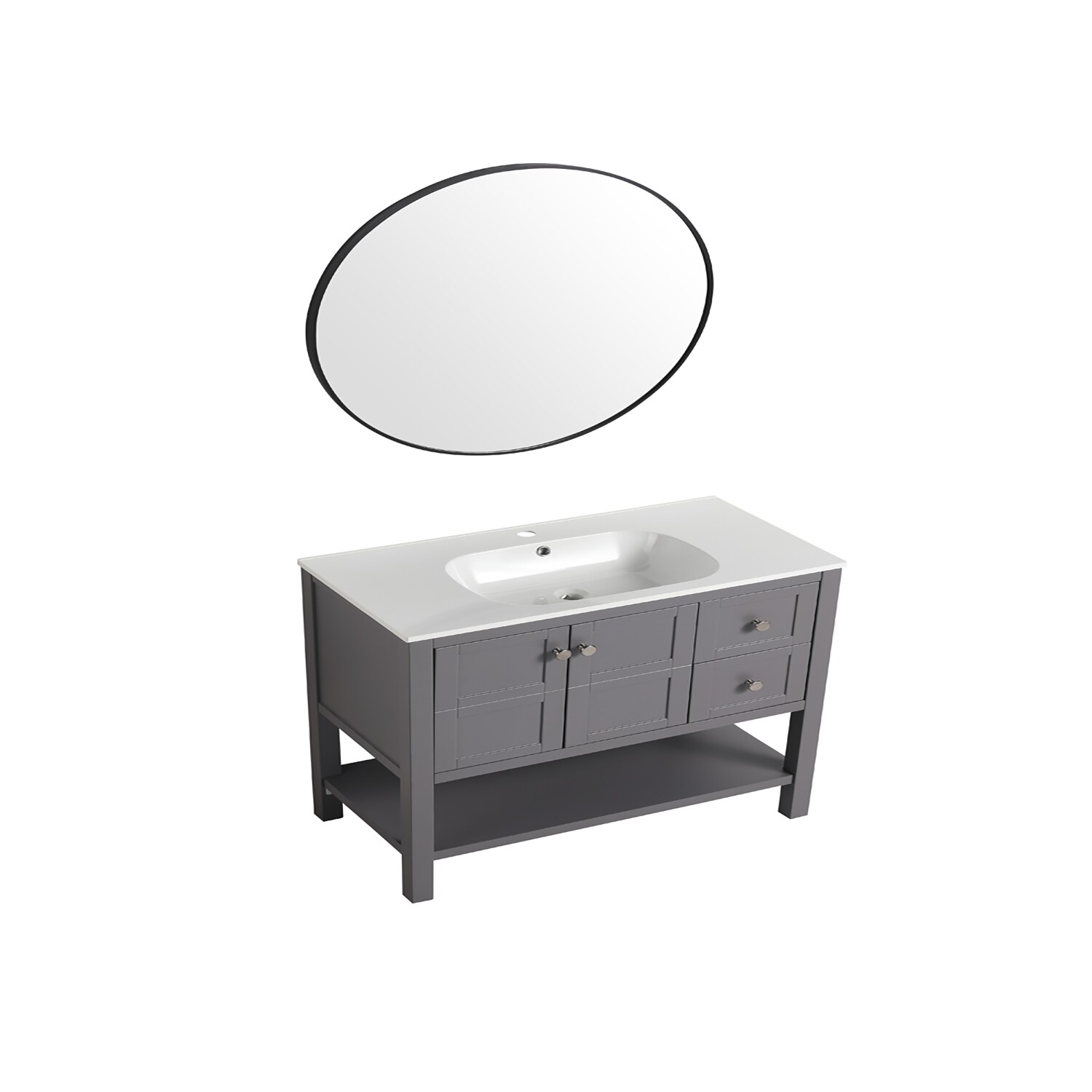 waterpar 36-in Gray Undermount Single Sink Bathroom Vanity with 