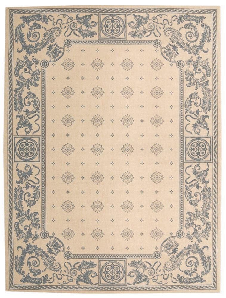 Safavieh CY1356-3101-8 Courtyard Essex 8 x 11 (ft) Loomed Polypropylene Natural/Blue Rectangular Indoor/Outdoor Border Area rug