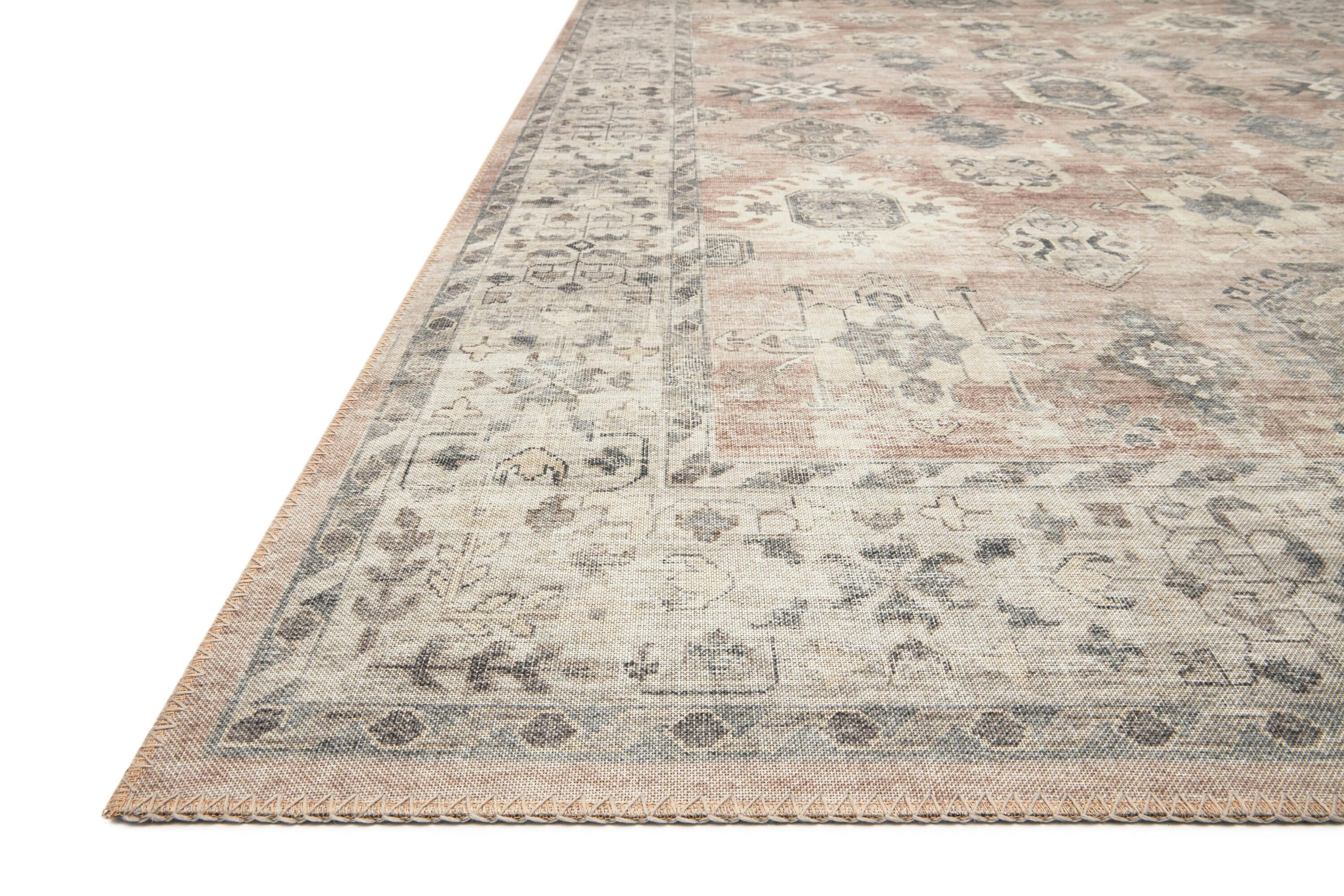 Gray and Beige Rectangular Synthetic 5' x 7' Area Rug