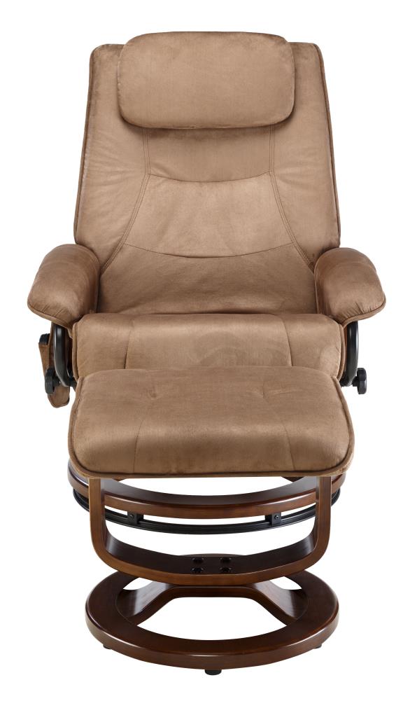 Onespace Relaxen Dark Brown Microfiber, Leather Massage Chair With Ottoman